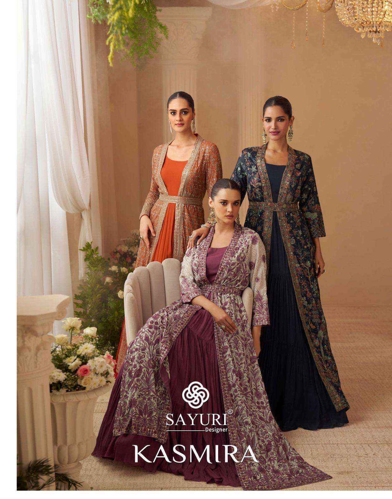 Sayuri Designer Kasmira Chinon Silk Gown Wholesale Rate ( 4 Pcs Catalog )