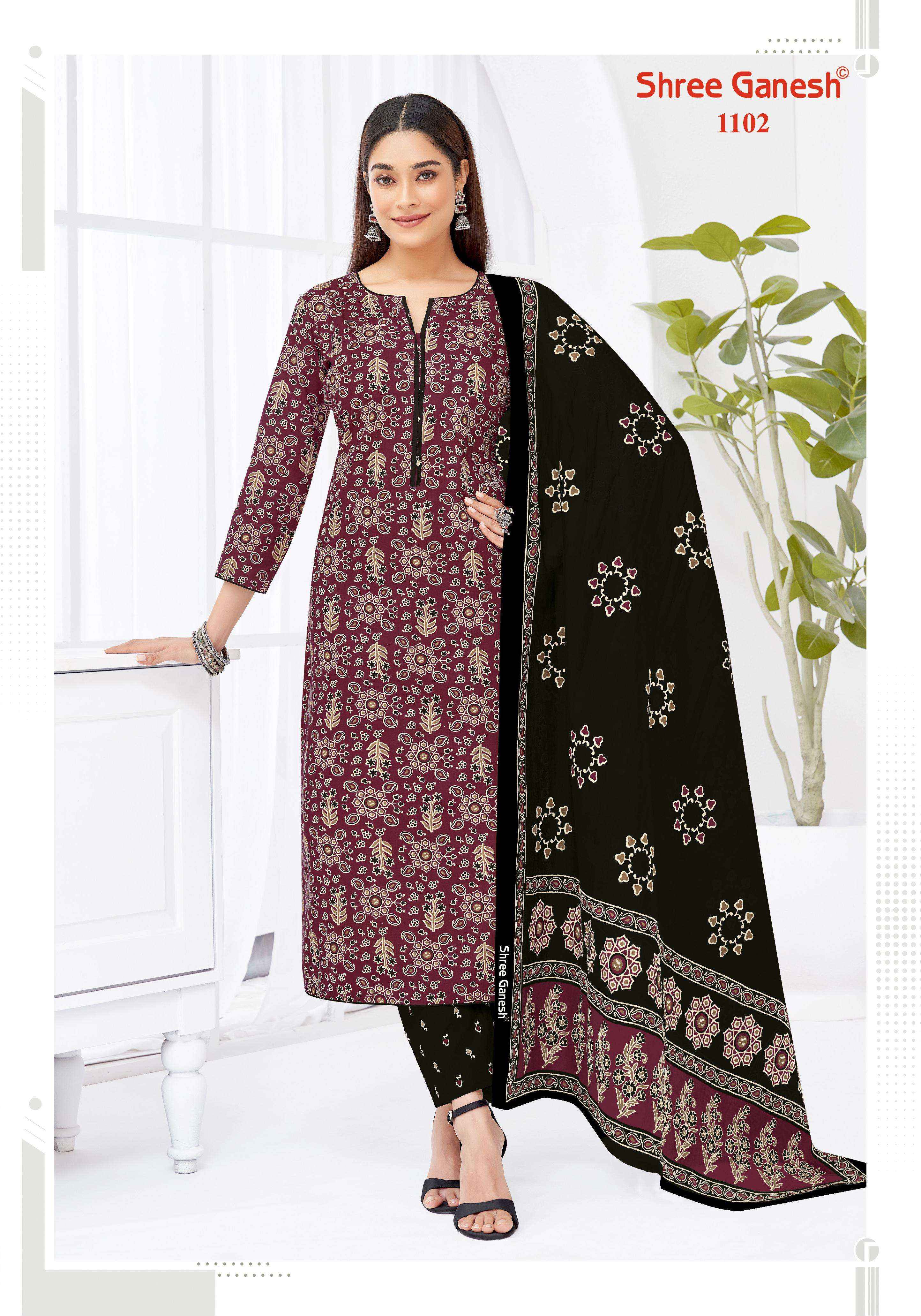 SHREE GANESH LEHRIYA VOL 1 COTTON PRINT LADIES KURTI PANT AND DUPATTA SET 
