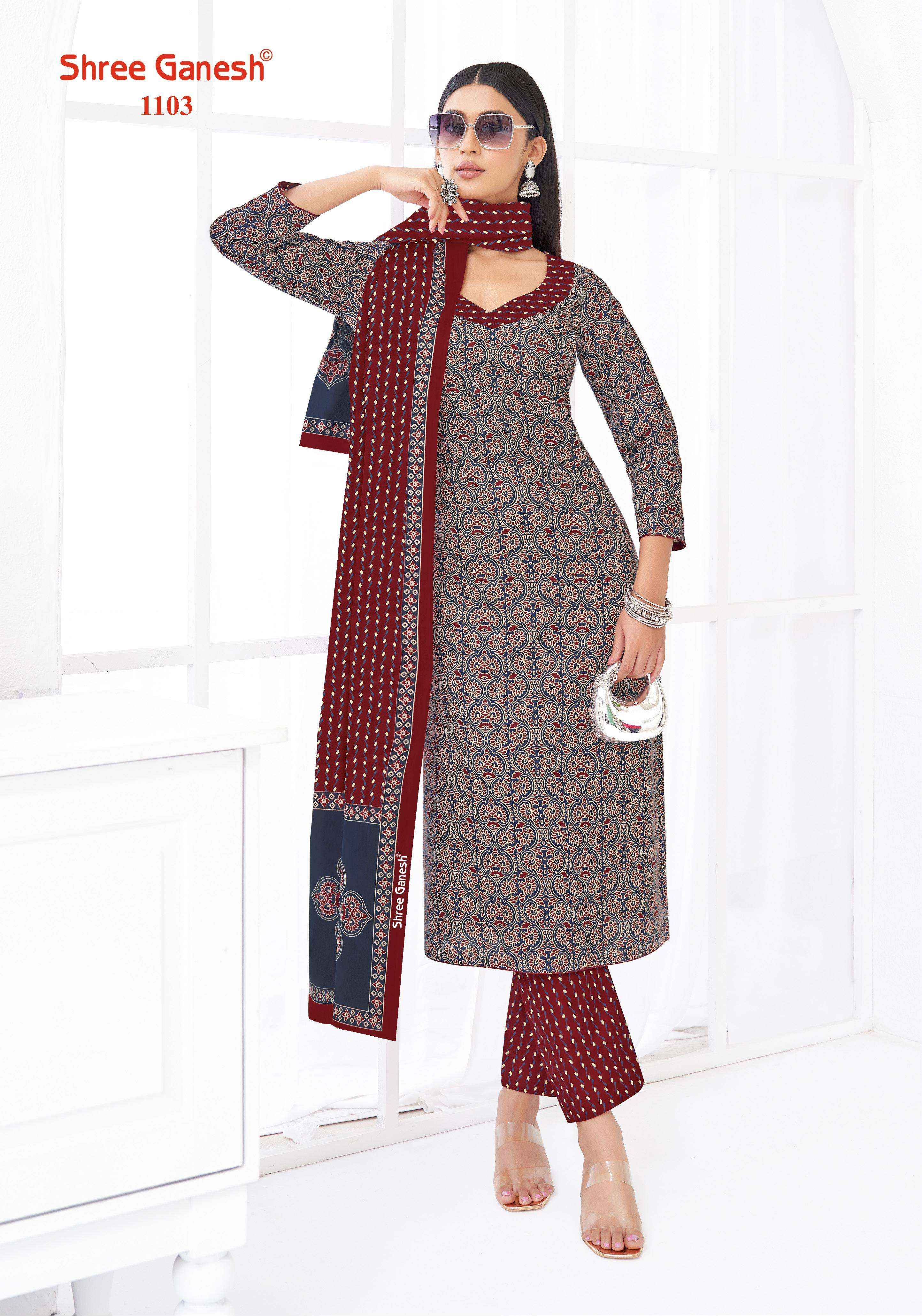 SHREE GANESH LEHRIYA VOL 1 COTTON PRINT LADIES KURTI PANT AND DUPATTA SET 