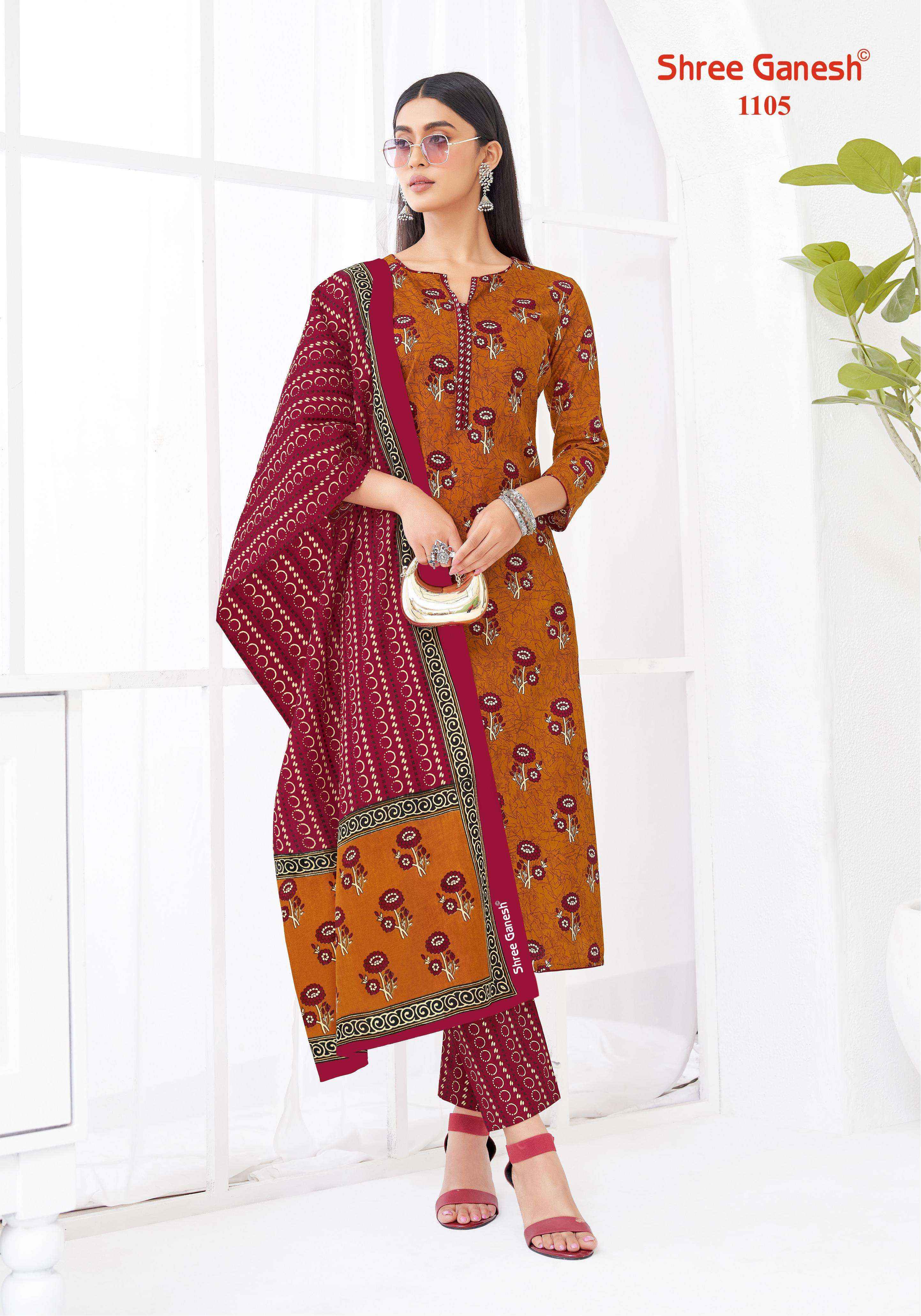 SHREE GANESH LEHRIYA VOL 1 COTTON PRINT LADIES KURTI PANT AND DUPATTA SET 
