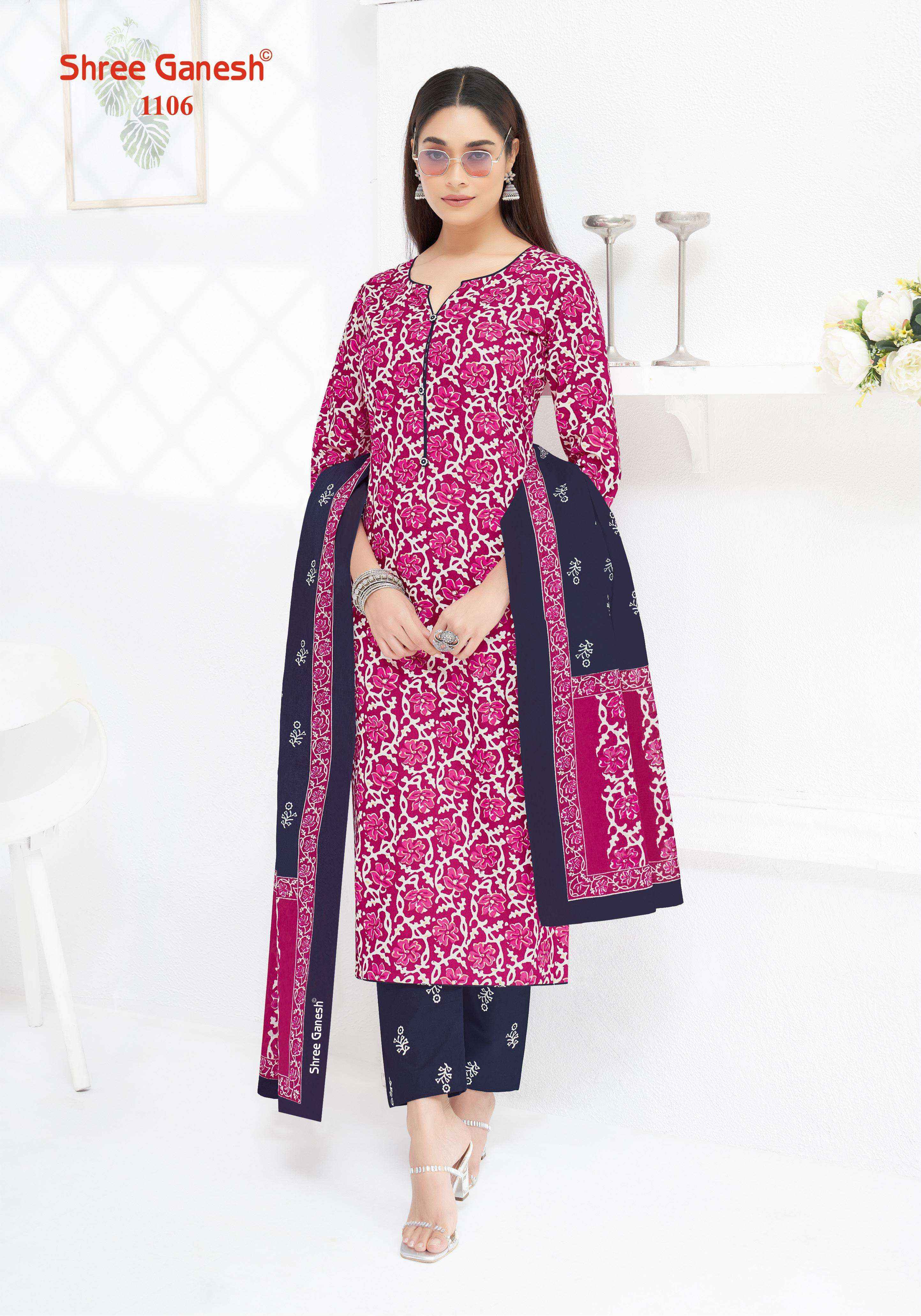 SHREE GANESH LEHRIYA VOL 1 COTTON PRINT LADIES KURTI PANT AND DUPATTA SET 