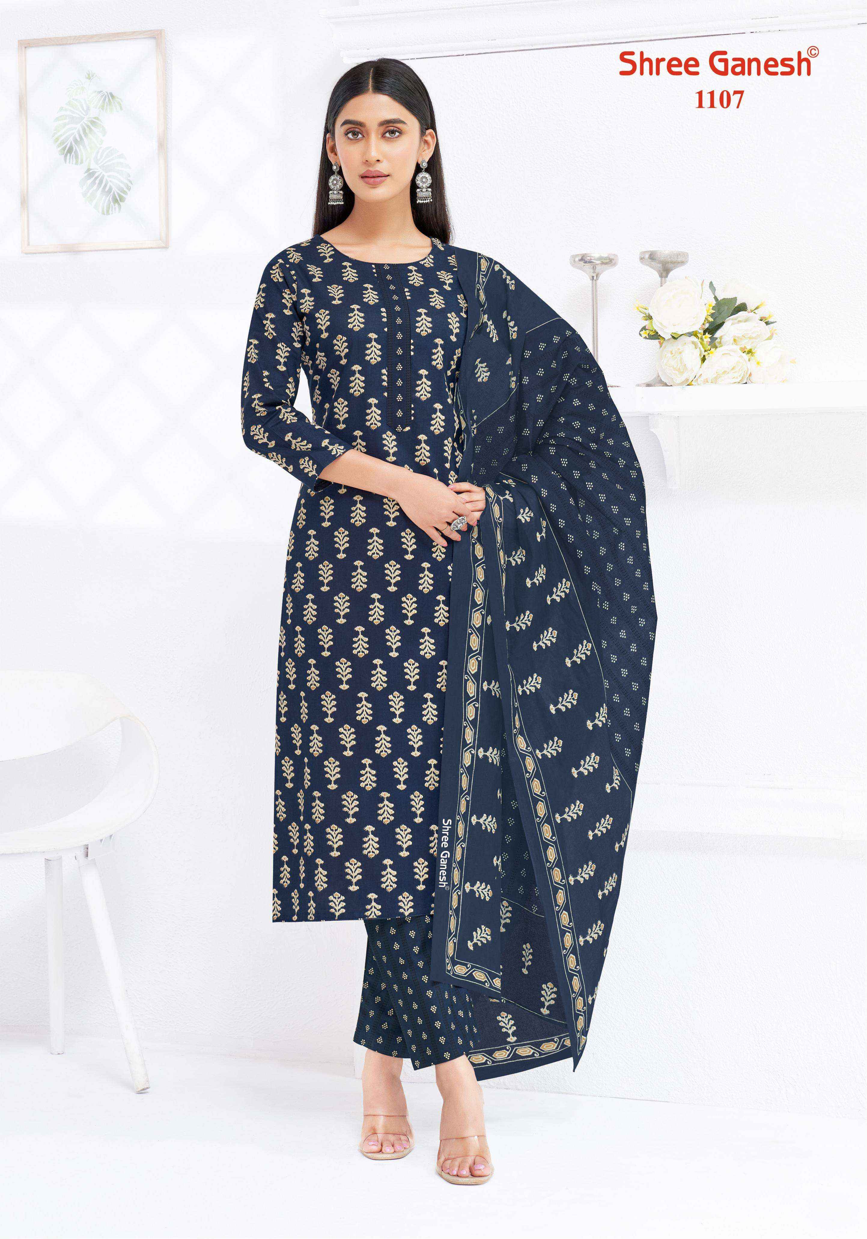 SHREE GANESH LEHRIYA VOL 1 COTTON PRINT LADIES KURTI PANT AND DUPATTA SET 