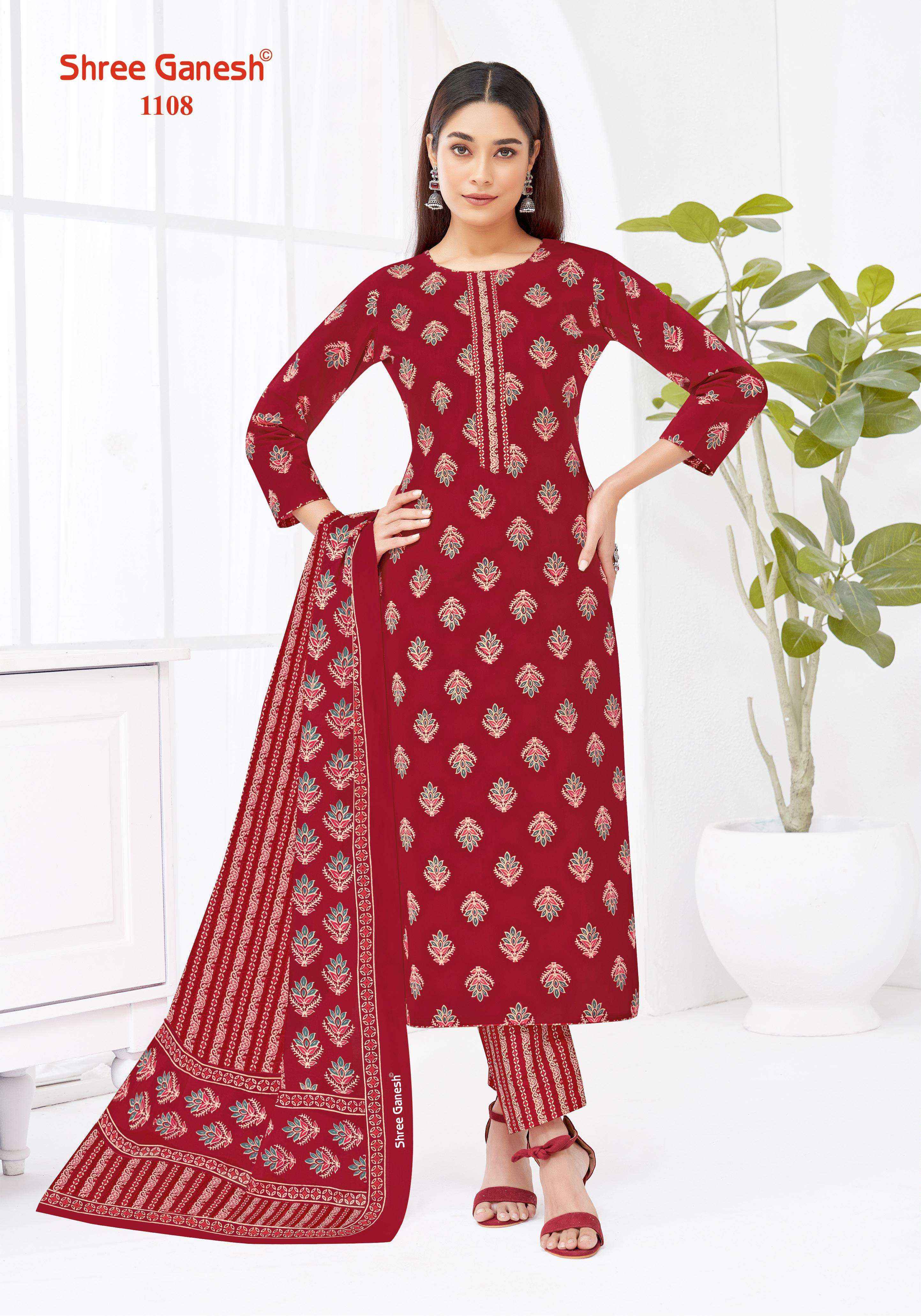 SHREE GANESH LEHRIYA VOL 1 COTTON PRINT LADIES KURTI PANT AND DUPATTA SET 