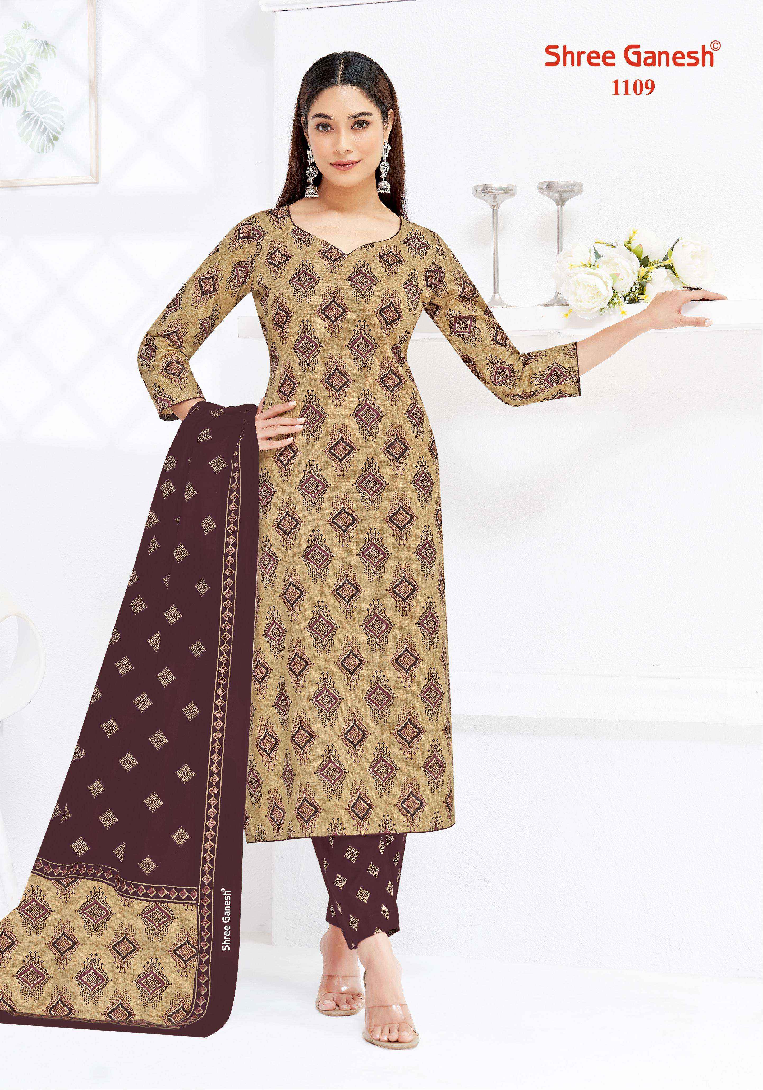 SHREE GANESH LEHRIYA VOL 1 COTTON PRINT LADIES KURTI PANT AND DUPATTA SET 