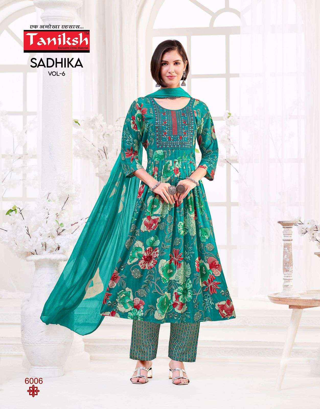 TANIKSH SADHIKA VOL 6 FANCY NAIRA CUT STYLE KURTI COMBO SET WHOLESALE RATE ( 8 PCS CATALOG )