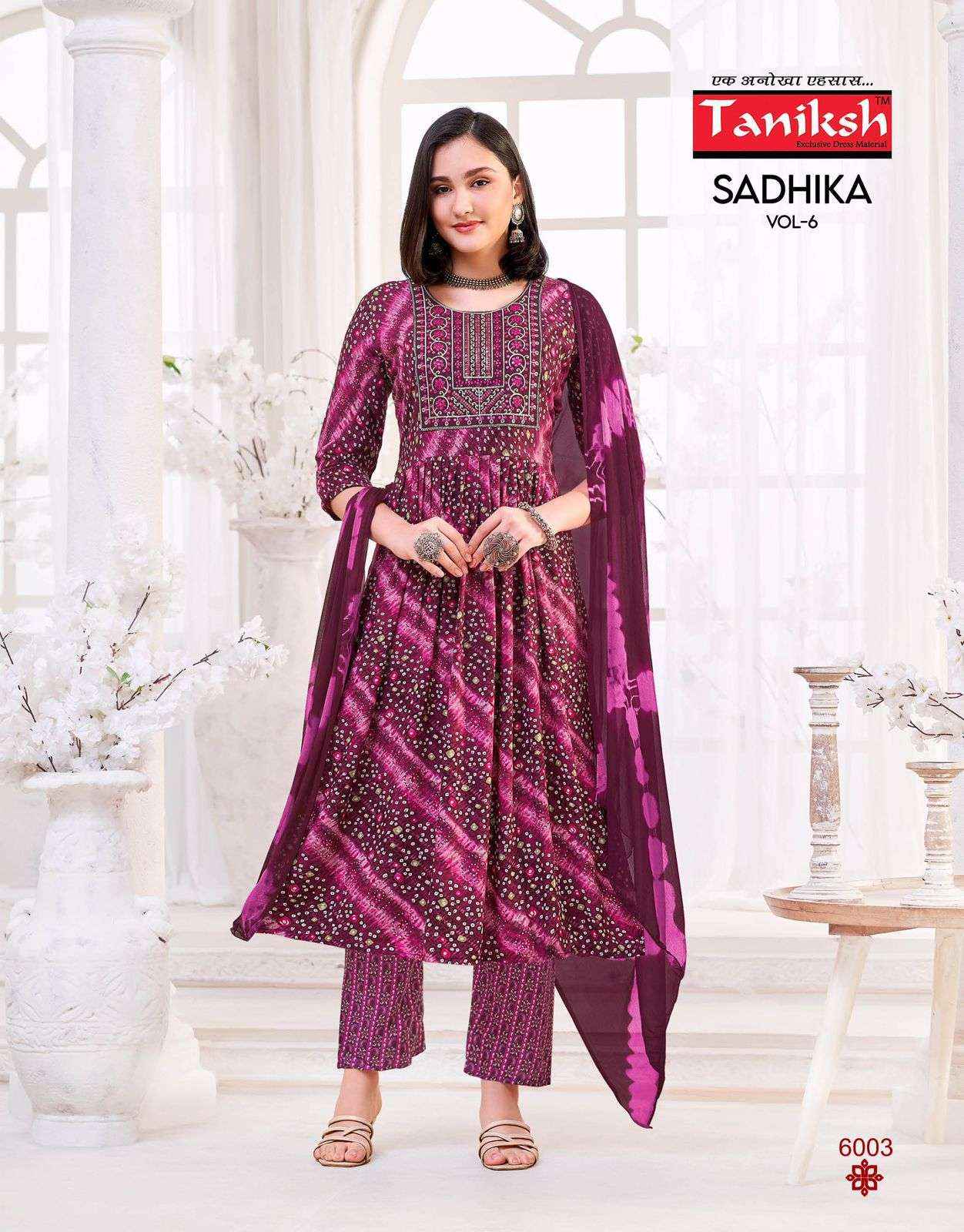 TANIKSH SADHIKA VOL 6 FANCY NAIRA CUT STYLE KURTI COMBO SET WHOLESALE RATE ( 8 PCS CATALOG )