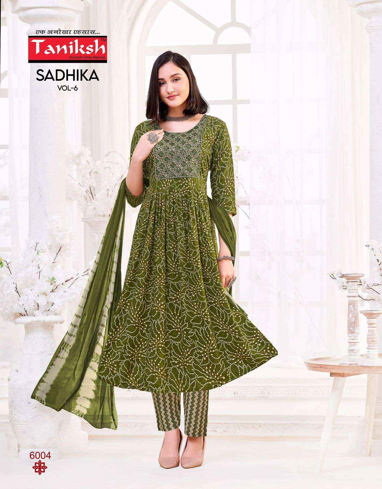 TANIKSH SADHIKA VOL 6 FANCY NAIRA CUT STYLE KURTI COMBO SET WHOLESALE RATE ( 8 PCS CATALOG )