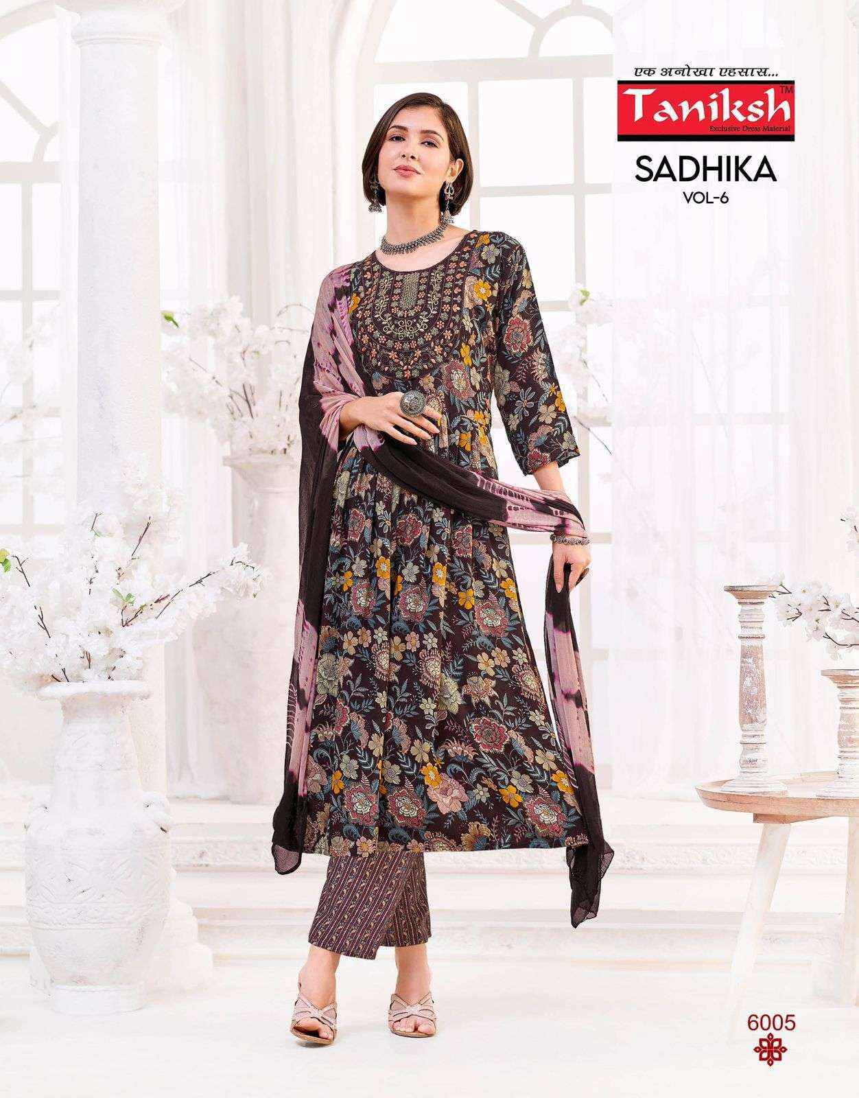 TANIKSH SADHIKA VOL 6 FANCY NAIRA CUT STYLE KURTI COMBO SET WHOLESALE RATE ( 8 PCS CATALOG )