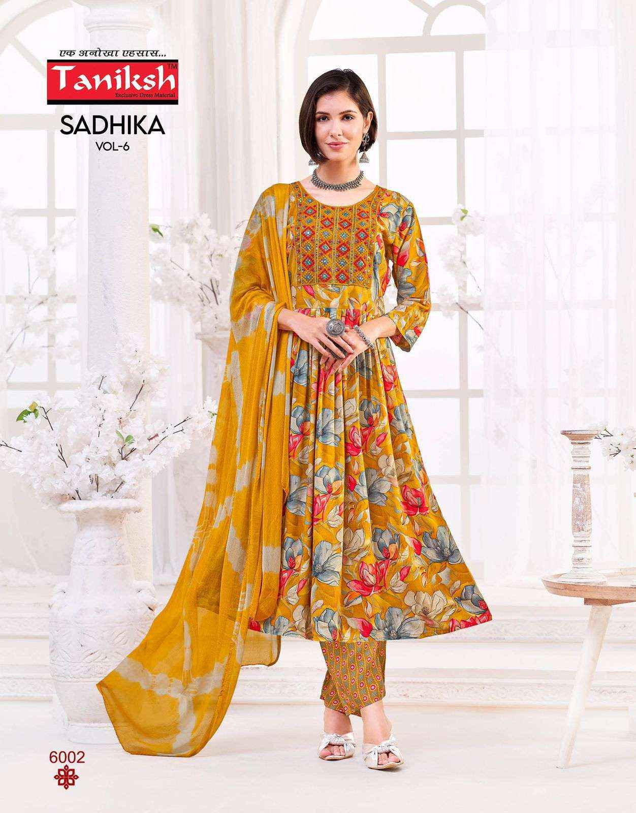 TANIKSH SADHIKA VOL 6 FANCY NAIRA CUT STYLE KURTI COMBO SET WHOLESALE RATE ( 8 PCS CATALOG )