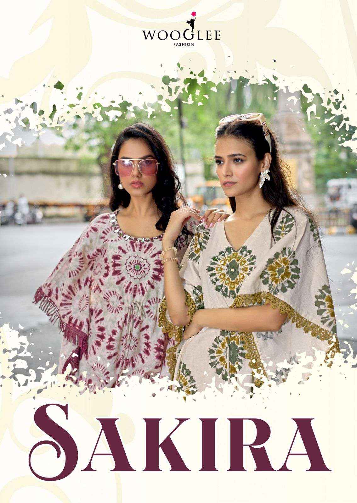 WOOGLEE SHAKIRA COTTON PRINT FANCY KURTI WITH BOTTOM PAIR WHOLESALE RATE ( 4 PCS CATALOG )