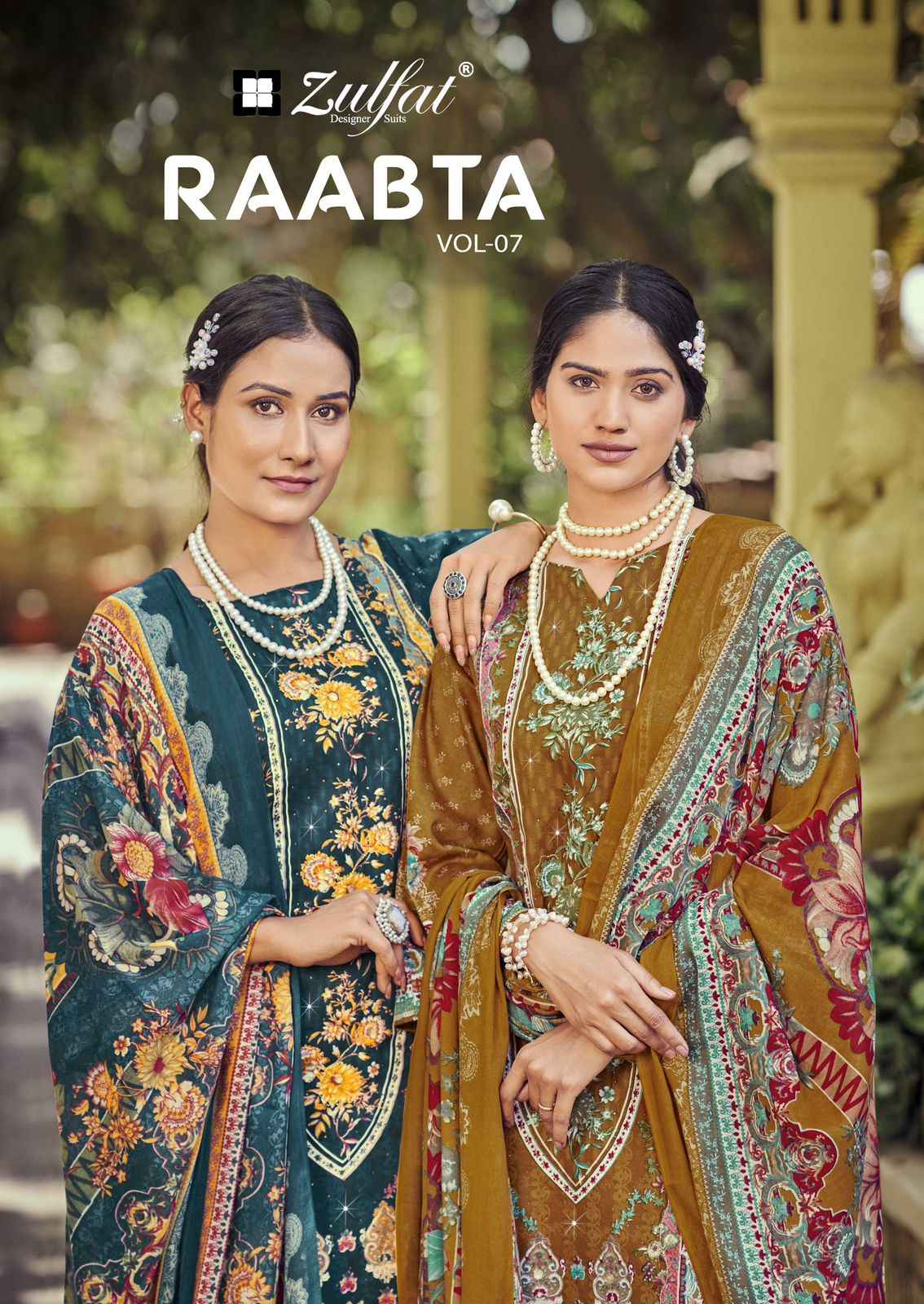 ZULFAT DESIGNER RAABTA VOL 7 PURE JAM COTTON DRESS MATERIAL WHOLESALE PRICE ( 6 PCS CATALOG )