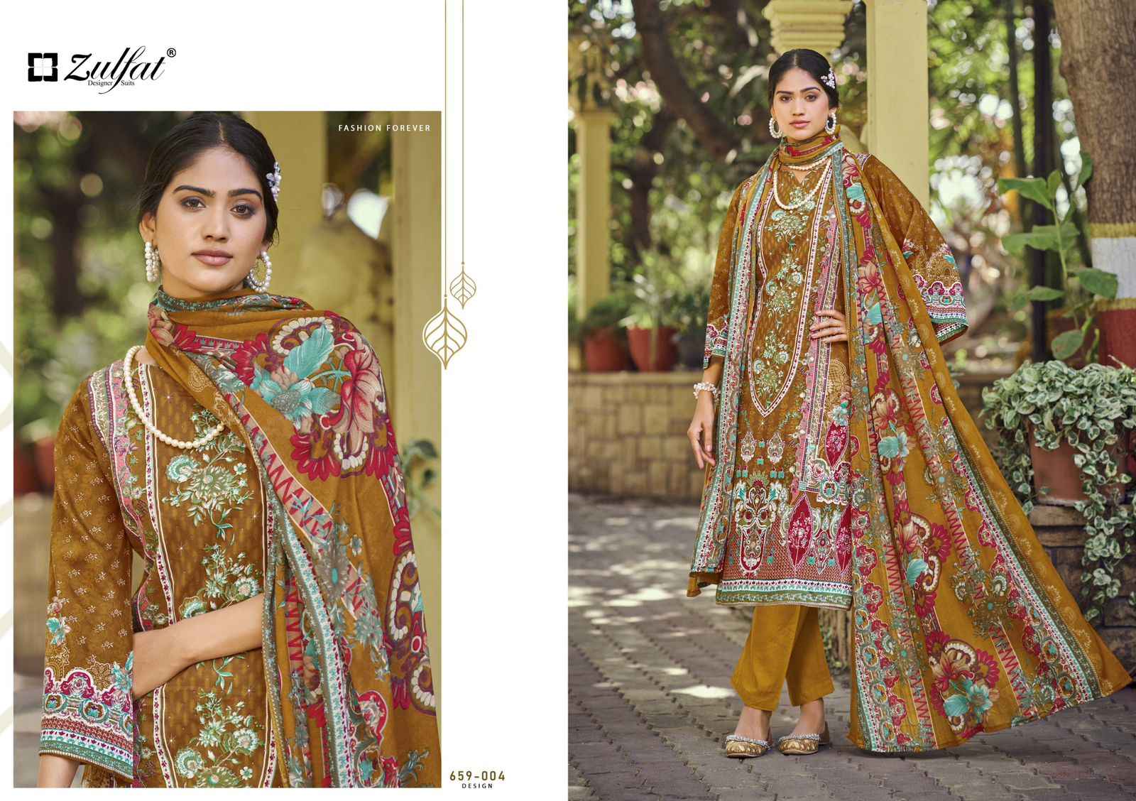 ZULFAT DESIGNER RAABTA VOL 7 PURE JAM COTTON DRESS MATERIAL WHOLESALE PRICE ( 6 PCS CATALOG )