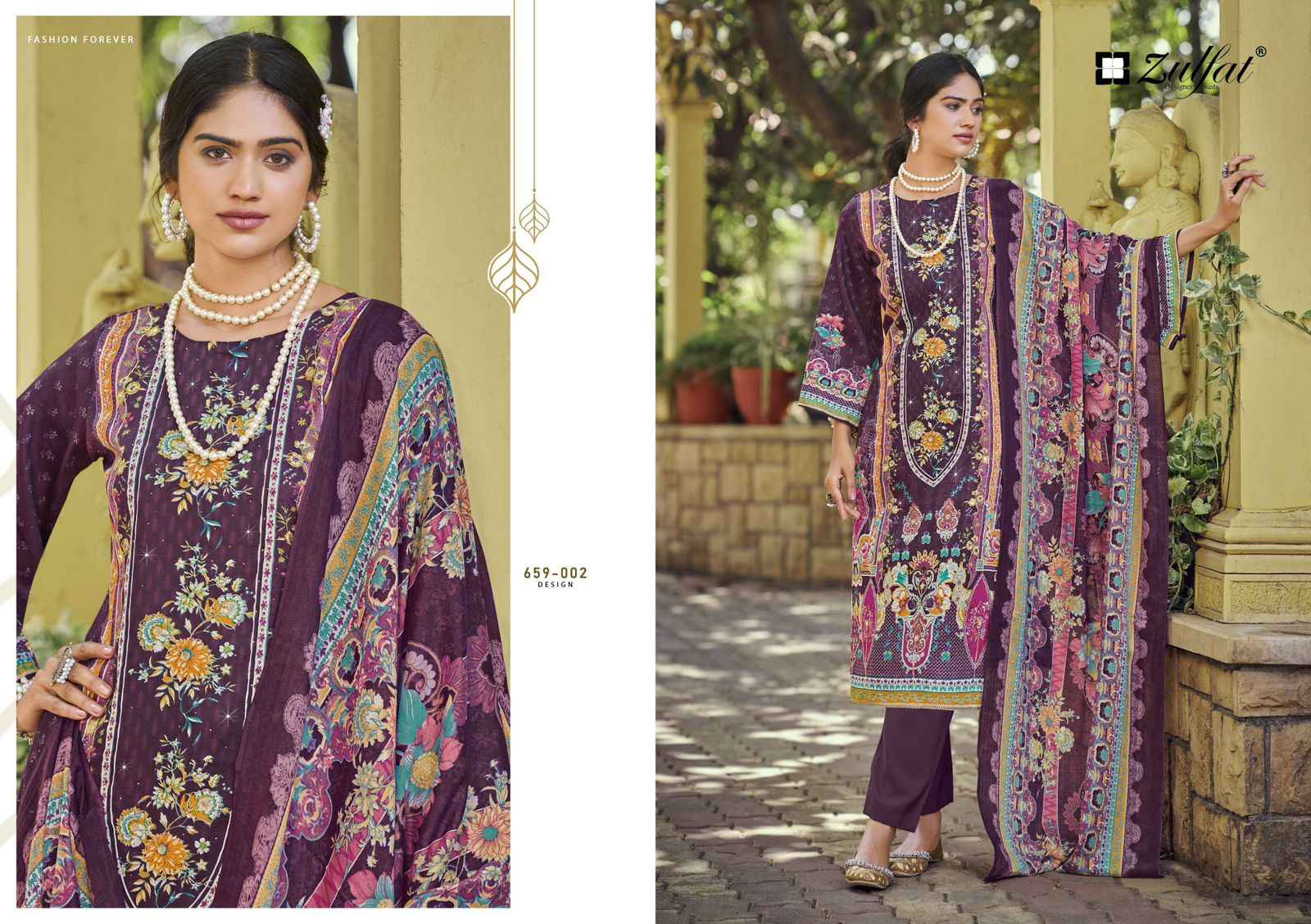 ZULFAT DESIGNER RAABTA VOL 7 PURE JAM COTTON DRESS MATERIAL WHOLESALE PRICE ( 6 PCS CATALOG )