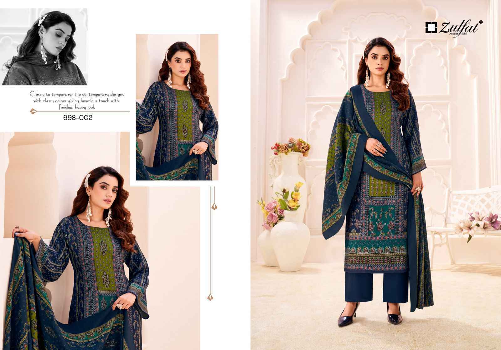 Zulfat Toosh Pashmina Salwar Kameez Wholesale Rate ( 4 Pcs Catalog )