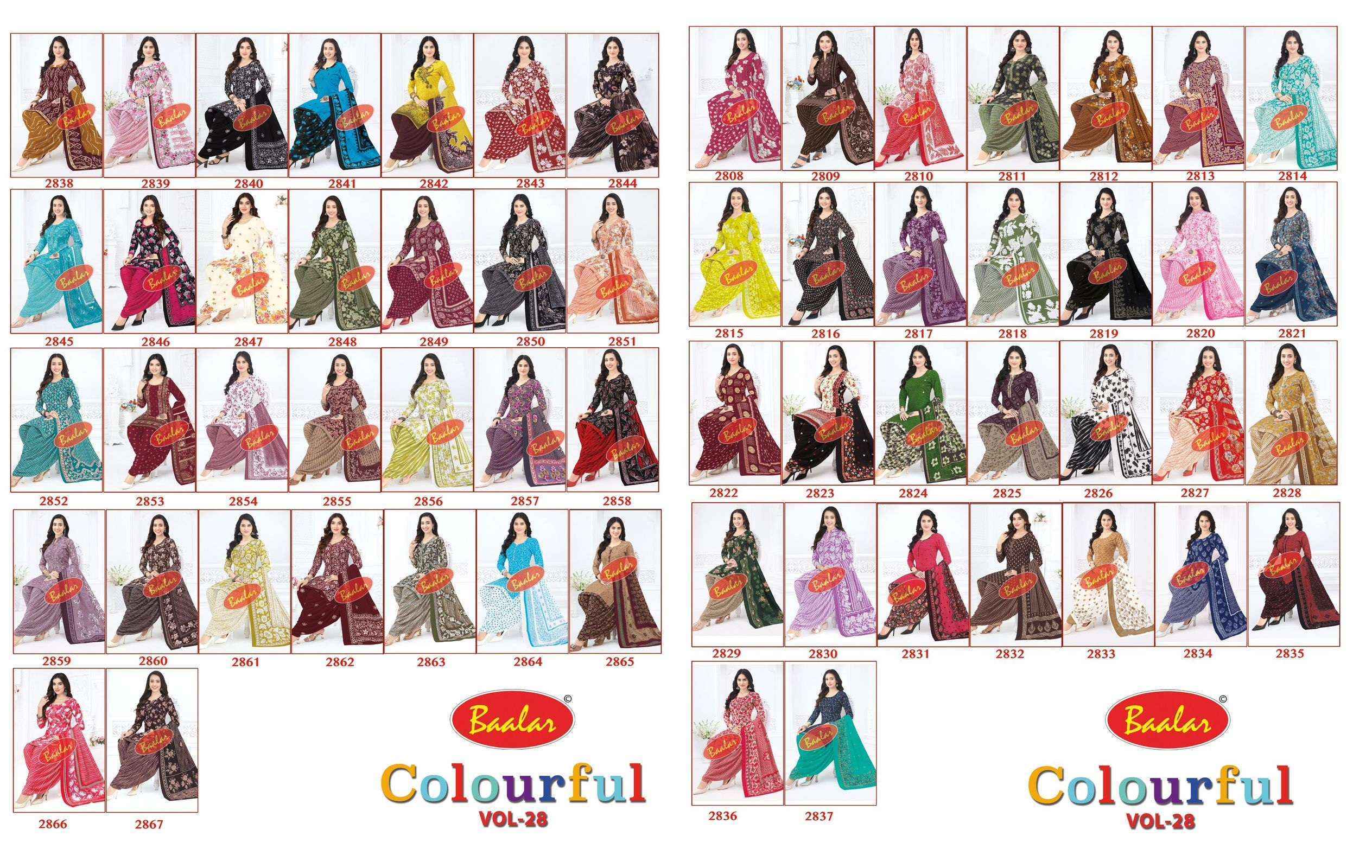 Baalar Colourful Vol 28 Cotton Dress Material Wholesale Market Price ( 36 pcs Catalogue )