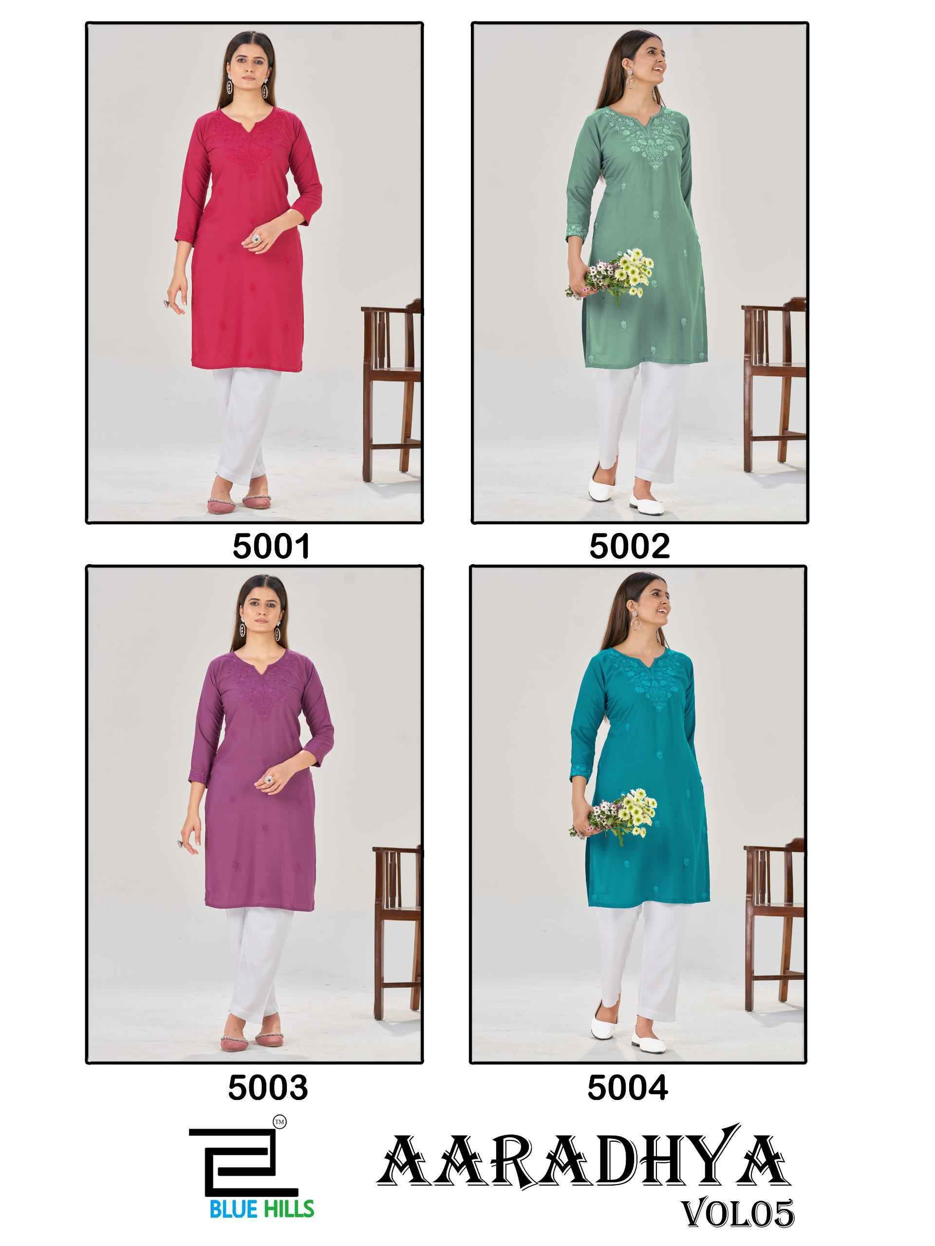 Blue Hills Aaradhya Vol 5 Rayon Kurti Wholesale Rate ( 4 Pcs Catalog )