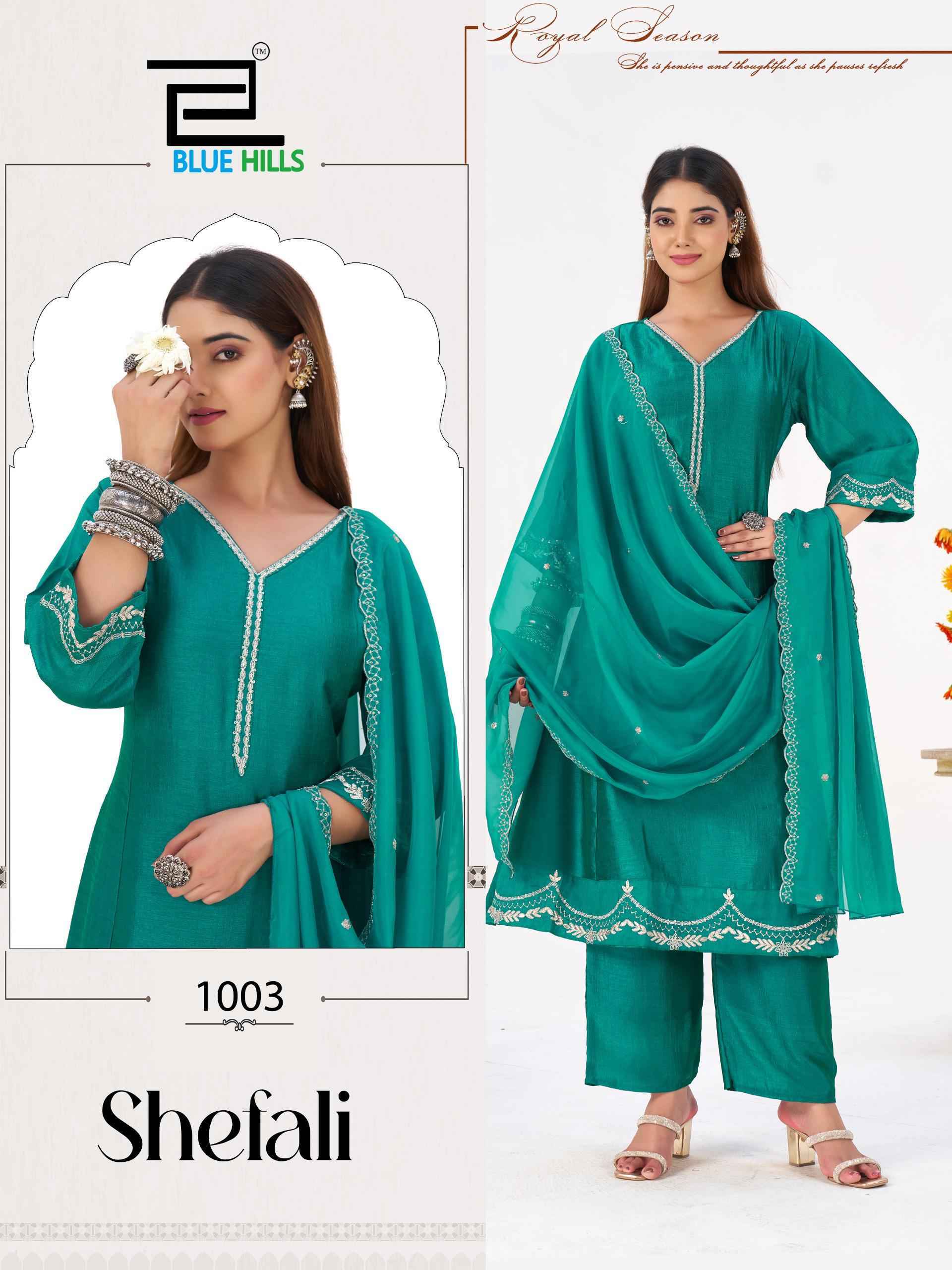 Blue Hills Shefali Vichitra silk Kurti Combo Set Wholesale Rate ( 4 Pcs Catalog )