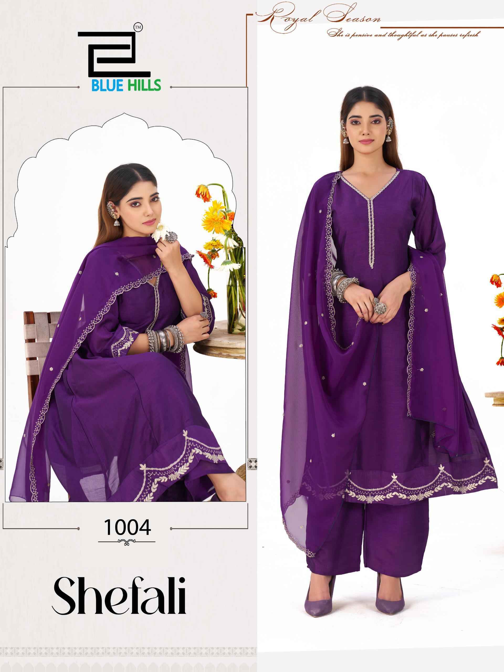 Blue Hills Shefali Vichitra silk Kurti Combo Set Wholesale Rate ( 4 Pcs Catalog )