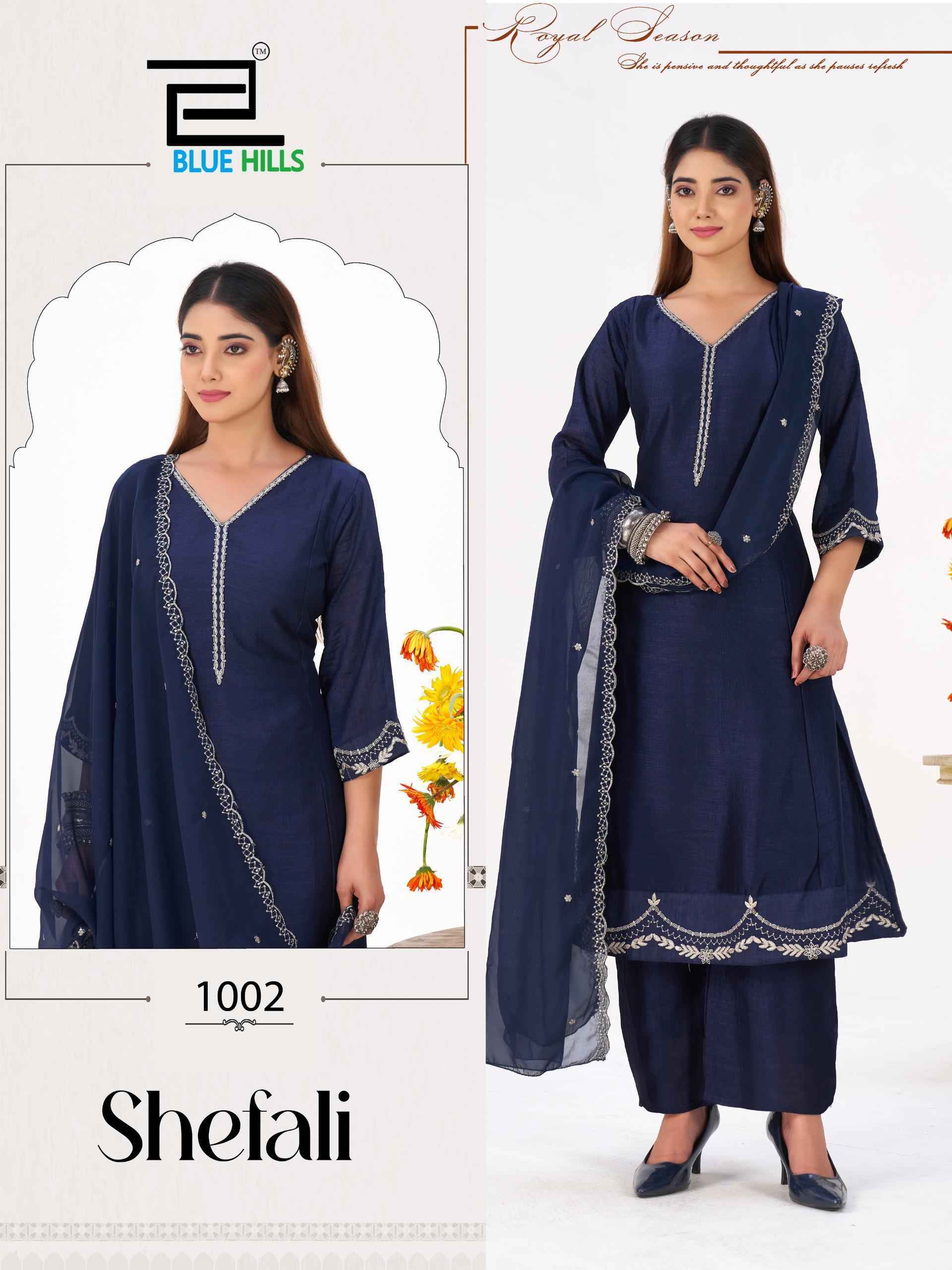 Blue Hills Shefali Vichitra silk Kurti Combo Set Wholesale Rate ( 4 Pcs Catalog )
