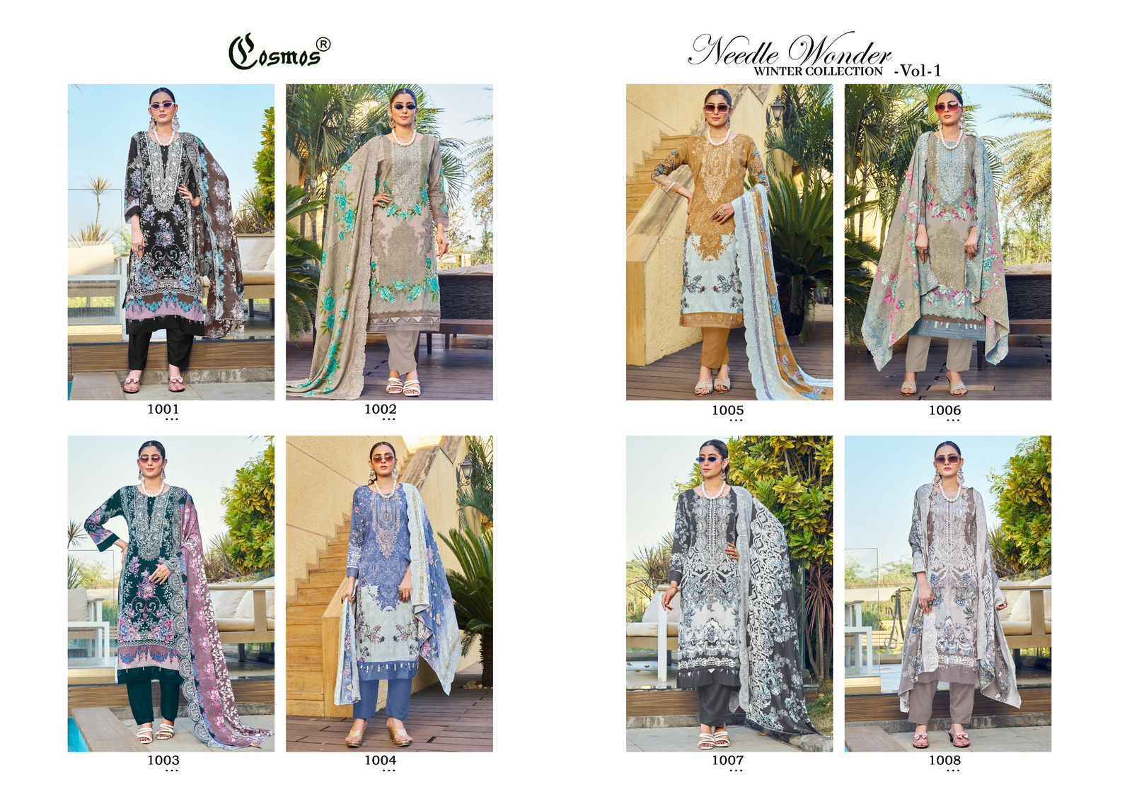 Cosmos Needle Wonder Winter Collection Vol 1 Rayon Salwar Kameez Wholesale Rate ( 8 Pcs Catalog )