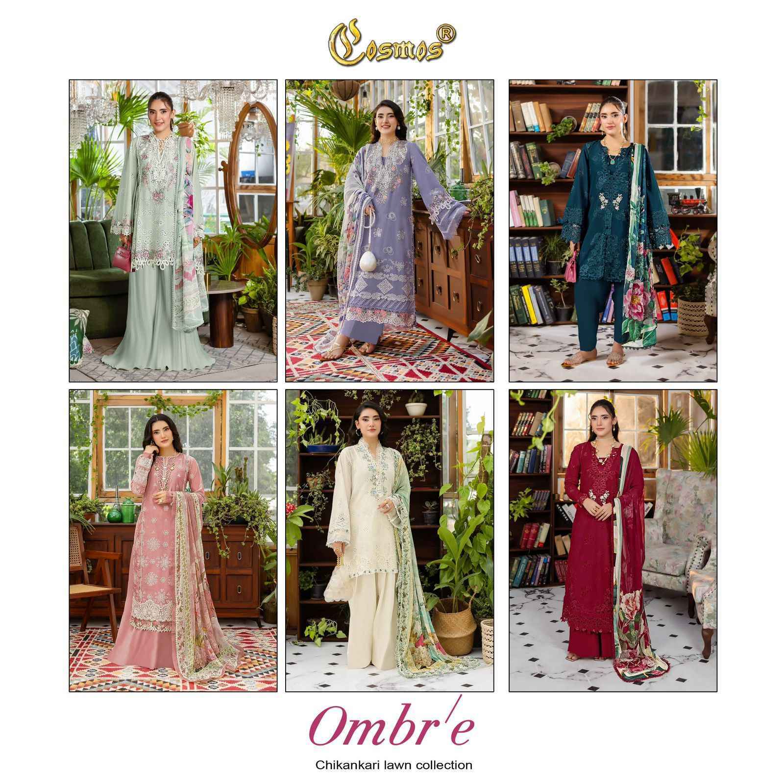 Cosmos Ombre Chikankari Lawn Collection Lawn Cotton Salwar Kameez Wholesale Rate ( 6 Pcs Catalog )