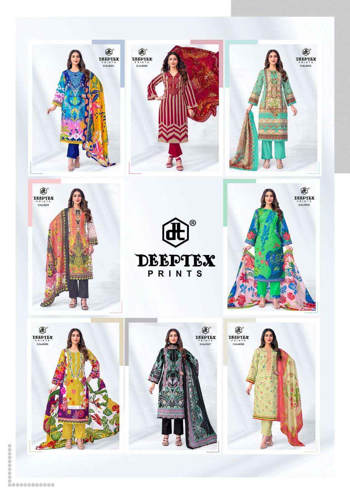 Deeptex Roohi Zara Vol 8 Lawn Cotton Salwar Kameez Wholesale Rate ( 8 Pcs Catalog )