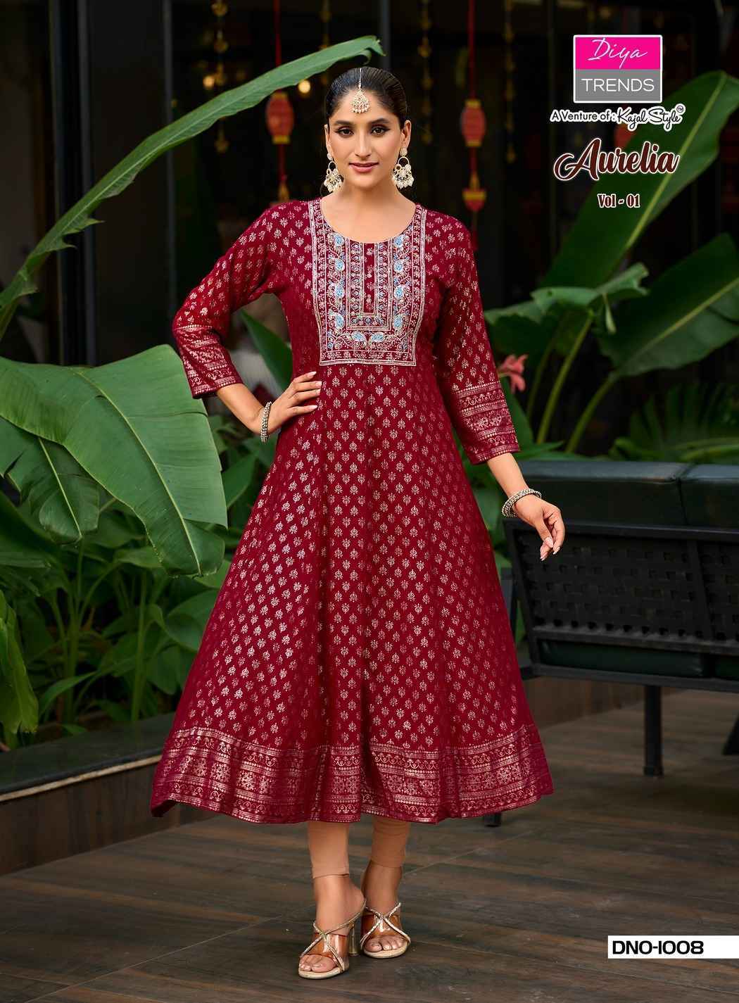 Diya Trends Aurelia Vol 1 Reyon Kurti Gown Set Wholesale Rate ( 10 Pcs Catalog )
