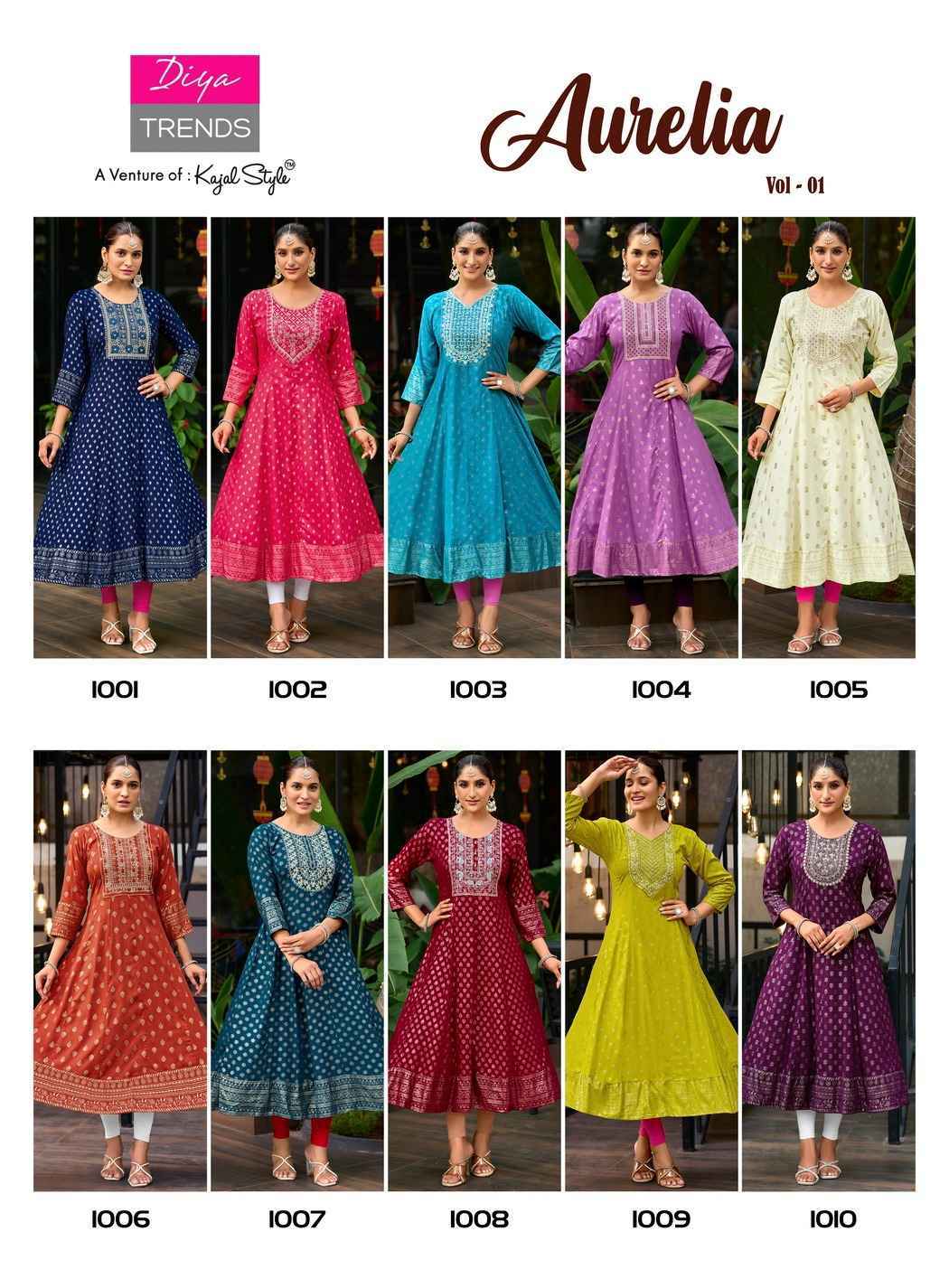 Diya Trends Aurelia Vol 1 Reyon Kurti Gown Set Wholesale Rate ( 10 Pcs Catalog )