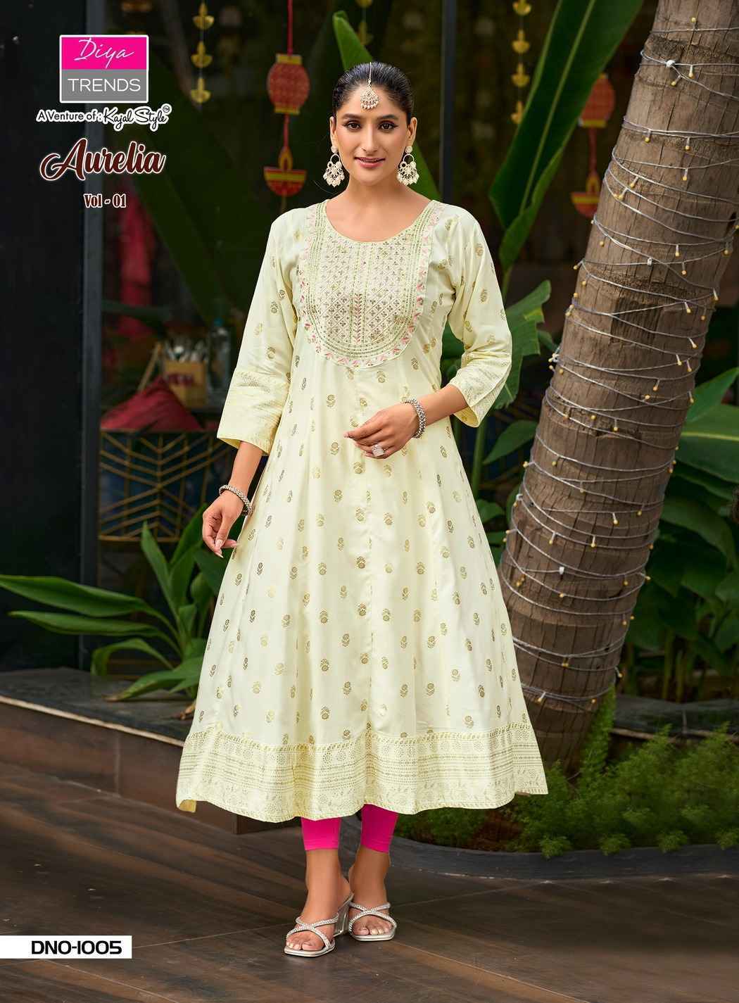Diya Trends Aurelia Vol 1 Reyon Kurti Gown Set Wholesale Rate ( 10 Pcs Catalog )