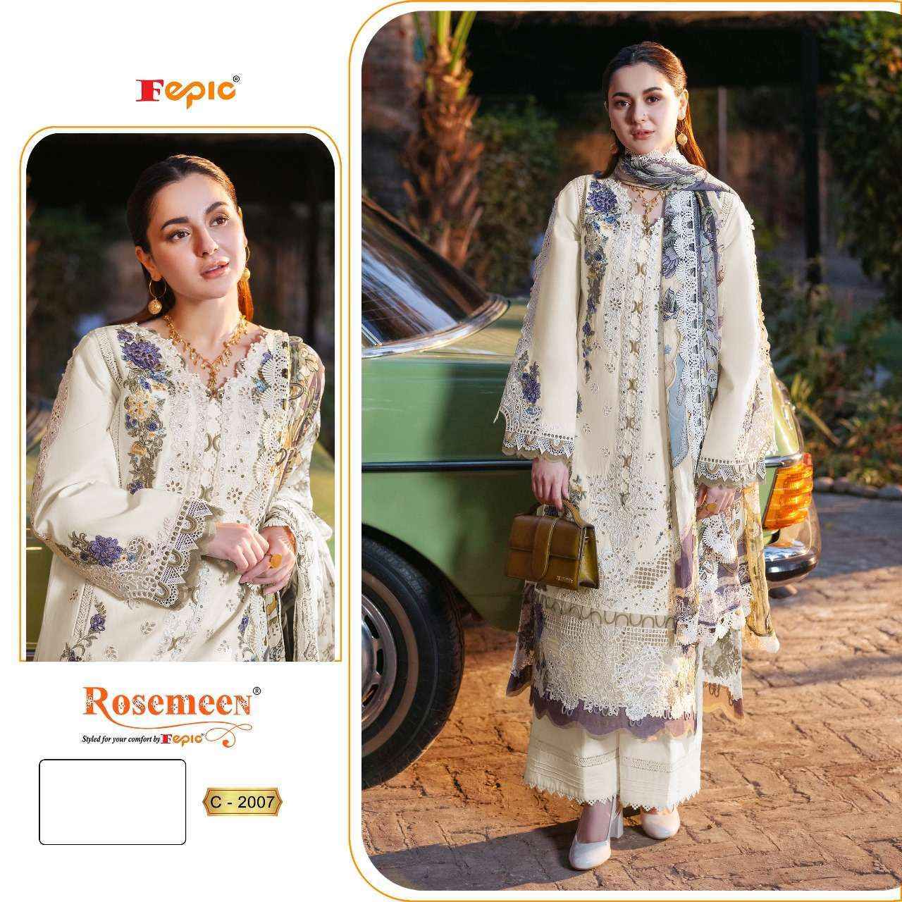 Fepic Rosemeen C 2007 Cambric Cotton Salwar Kameez Wholesale Rate ( 3 Pcs Catalog )