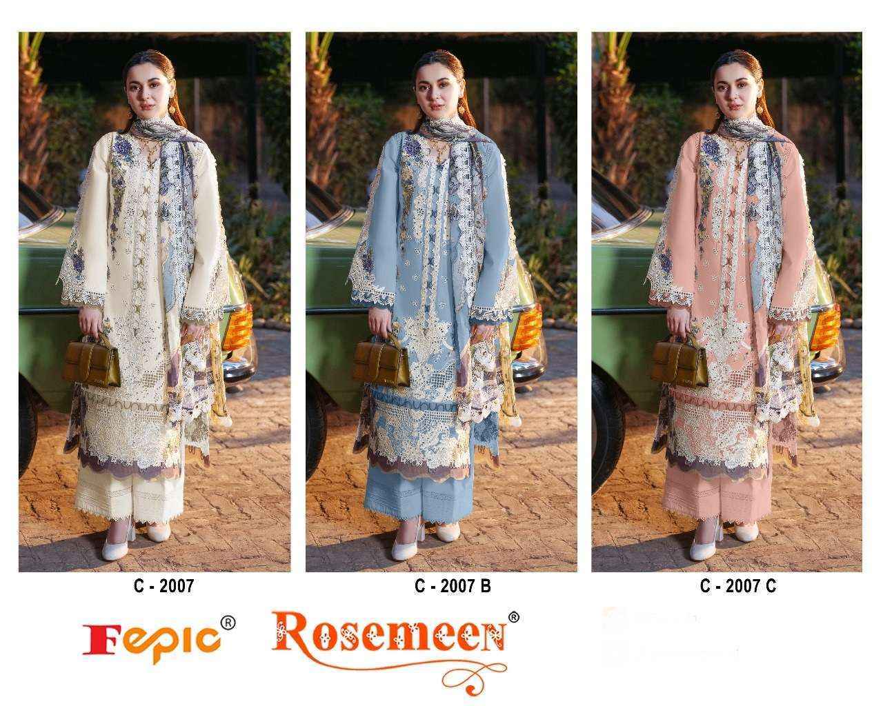 Fepic Rosemeen C 2007 Cambric Cotton Salwar Kameez Wholesale Rate ( 3 Pcs Catalog )