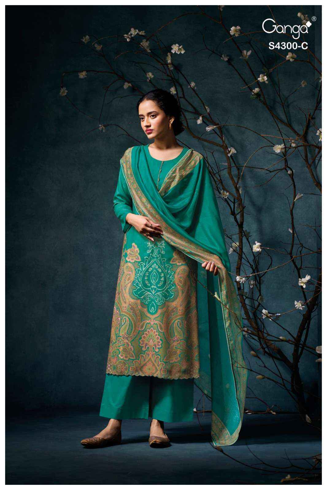 Ganga Fashion Rosalyn 4300 Fancy Pure Pashmina Salwar Suit ( 4 Pcs Catalog )