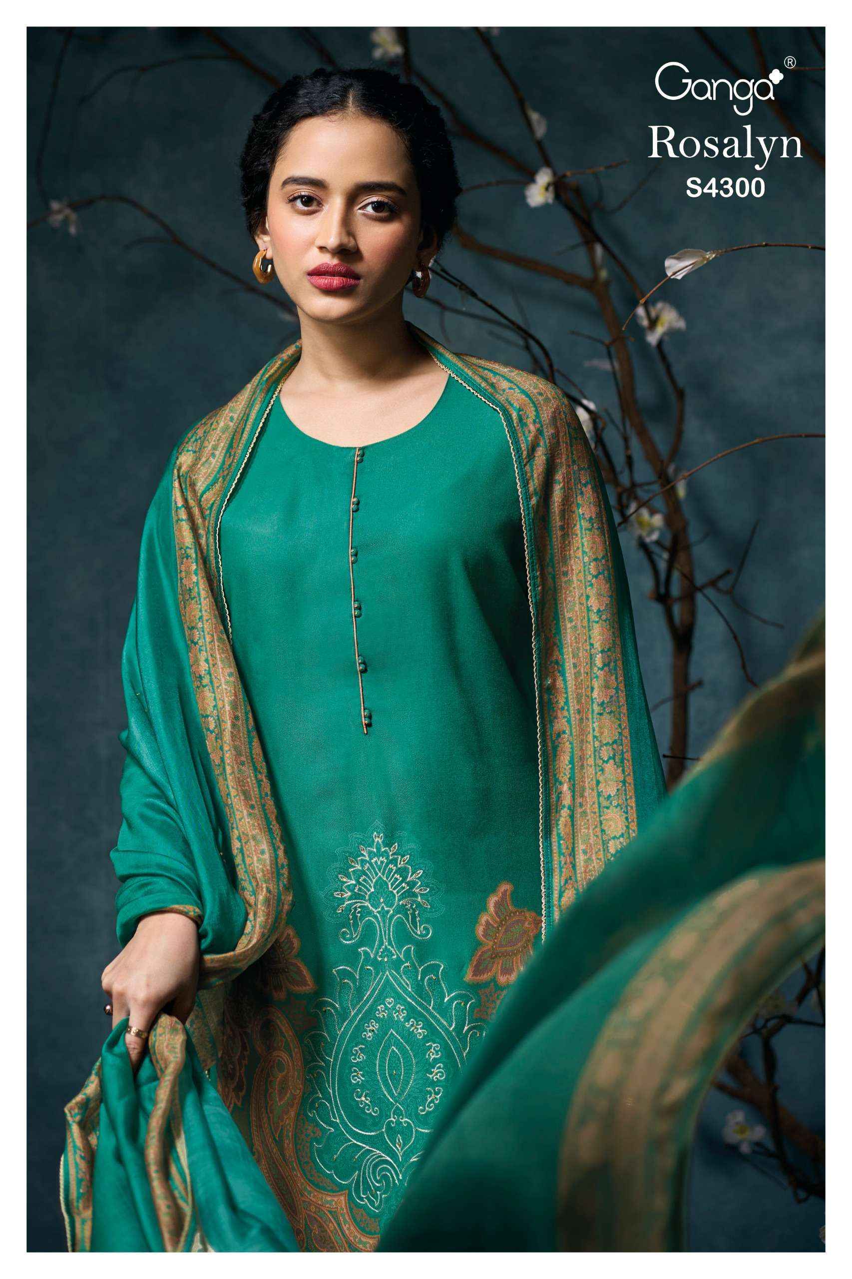 Ganga Fashion Rosalyn 4300 Fancy Pure Pashmina Salwar Suit ( 4 Pcs Catalog )