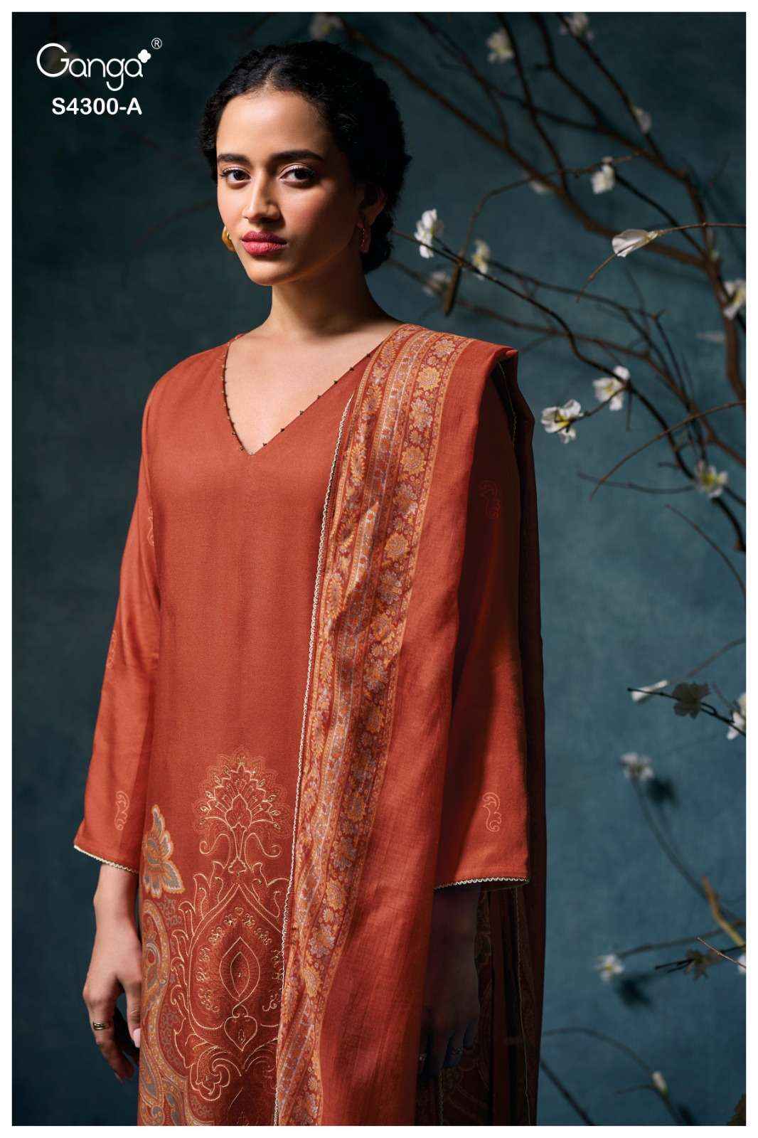 Ganga Fashion Rosalyn 4300 Fancy Pure Pashmina Salwar Suit ( 4 Pcs Catalog )