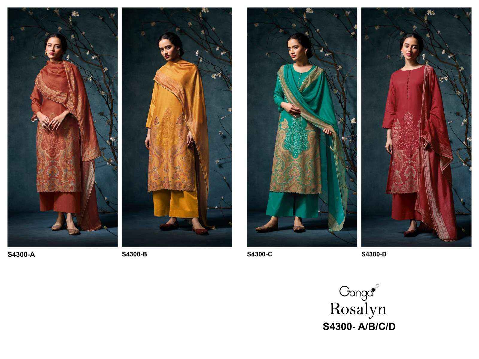 Ganga Fashion Rosalyn 4300 Fancy Pure Pashmina Salwar Suit ( 4 Pcs Catalog )