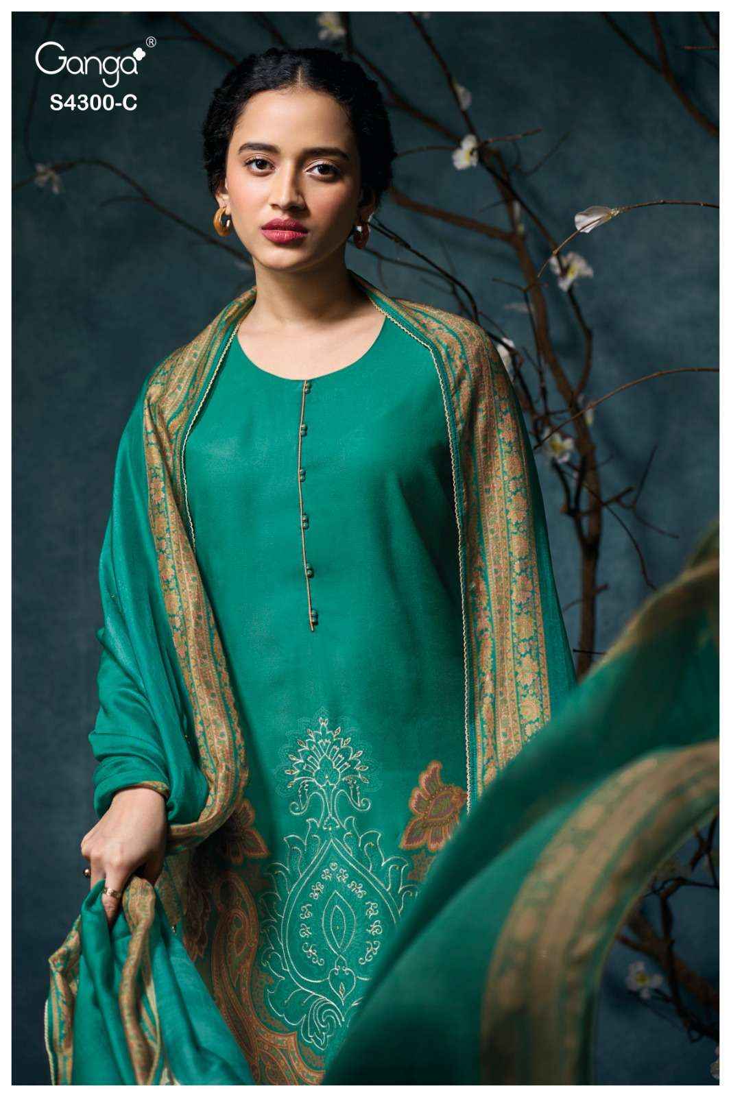 Ganga Fashion Rosalyn 4300 Fancy Pure Pashmina Salwar Suit ( 4 Pcs Catalog )