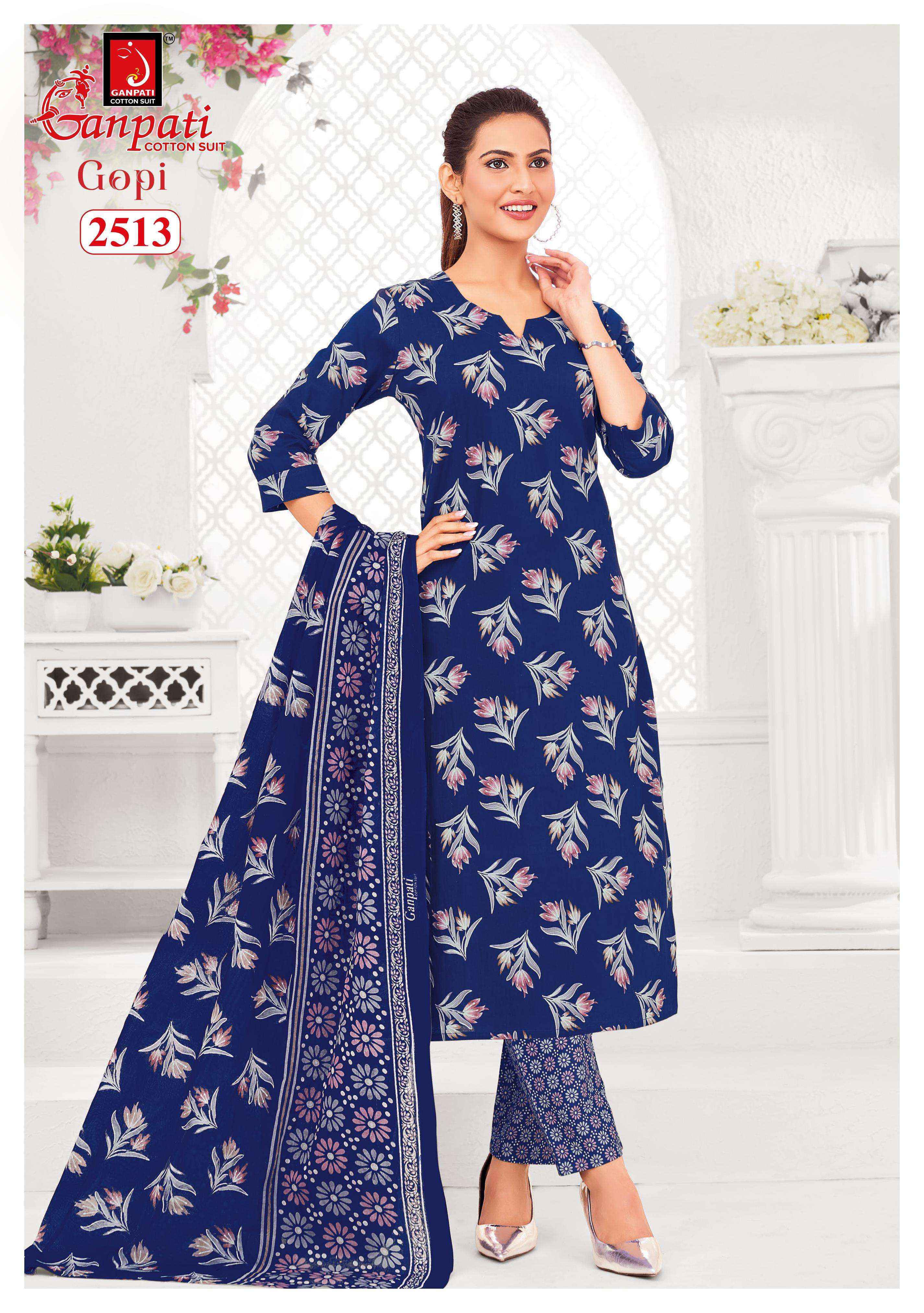Ganpati Gopi Vol 13 Cotton Salwar Kameez Wholesale Rate ( 15 Pcs Catalog )