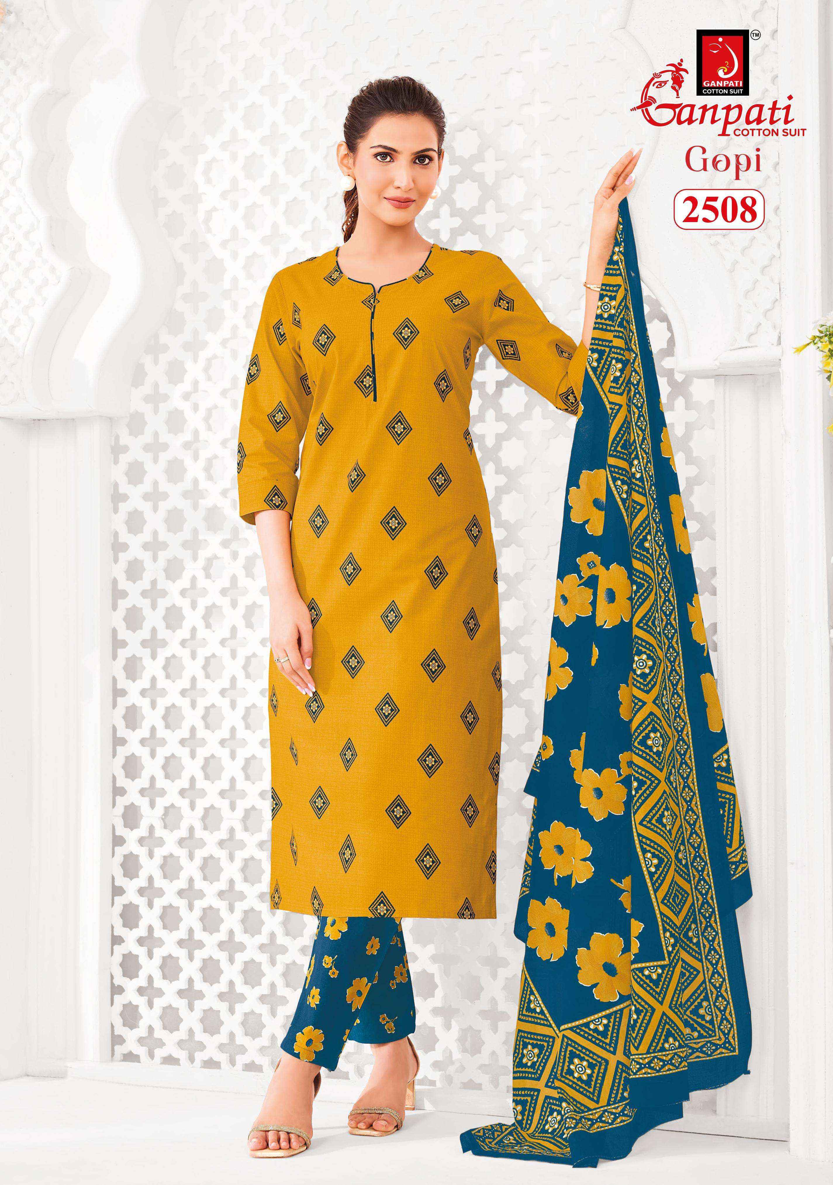 Ganpati Gopi Vol 13 Cotton Salwar Kameez Wholesale Rate ( 15 Pcs Catalog )