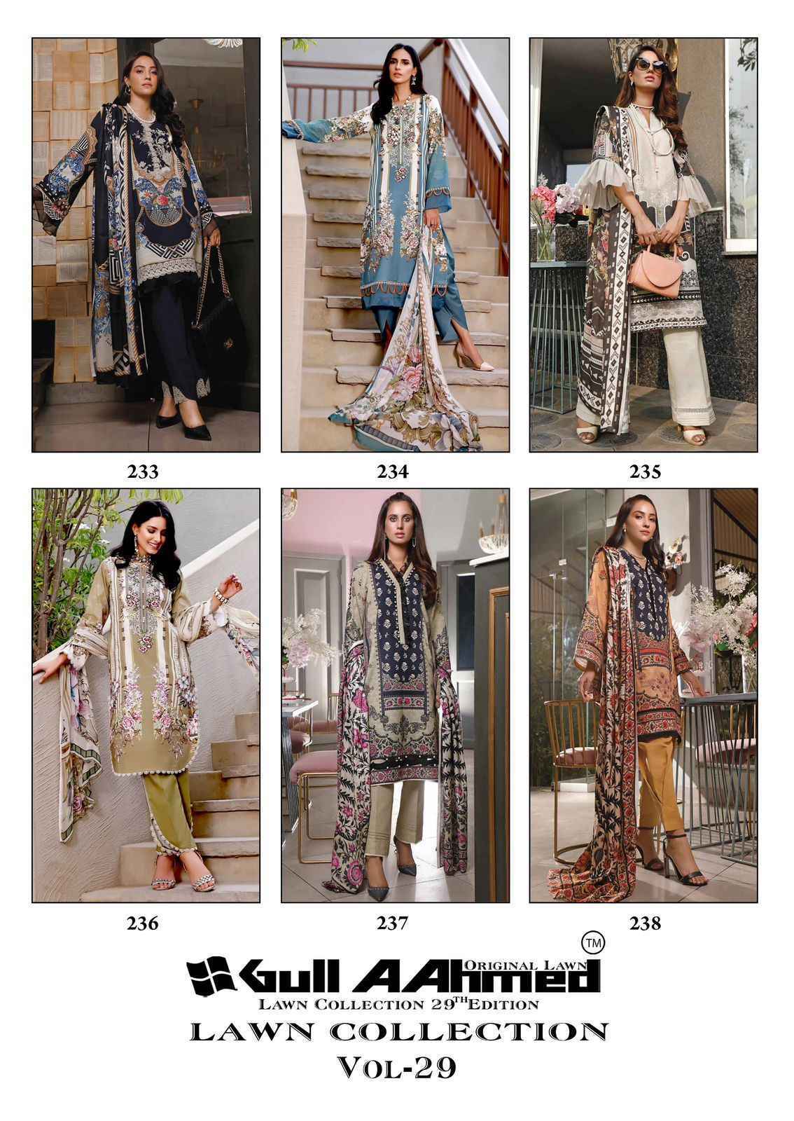 Gull Ahmed Lawn Collection Vol 29 Lawn Cotton Dress Material ( 6 Pc Catalouge )