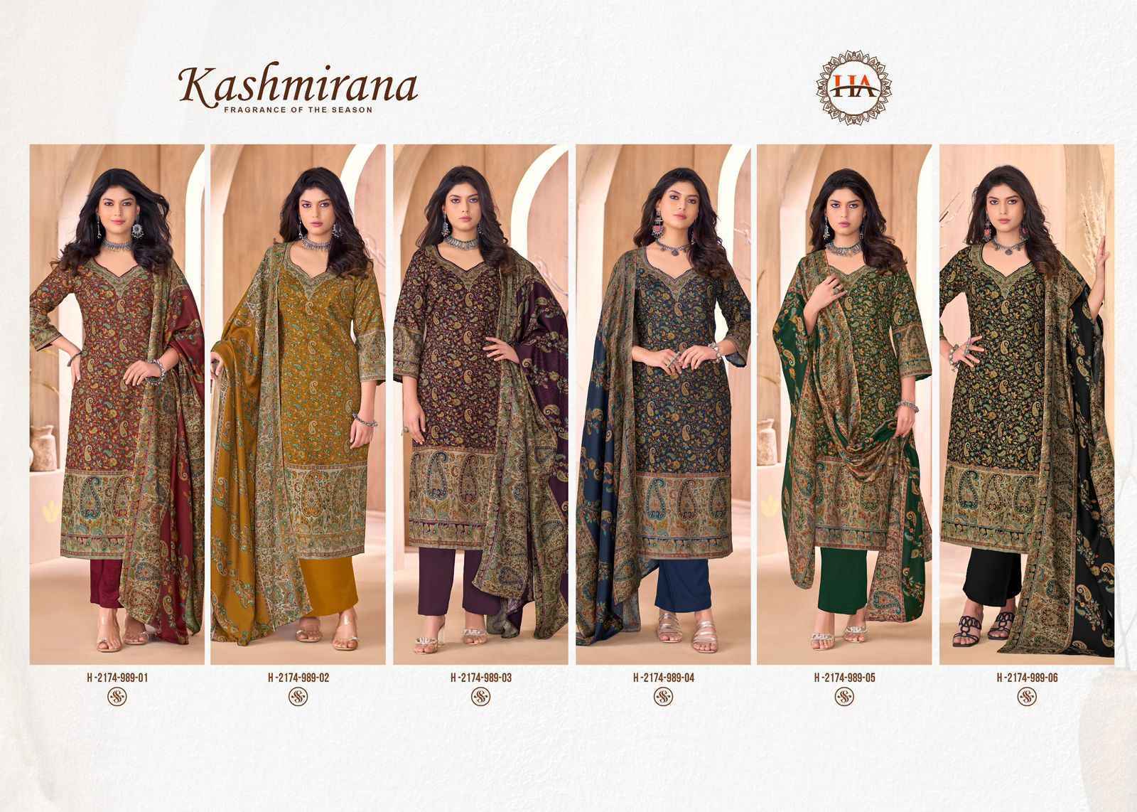 Harshit Fashion Kashmirana Pashmina Salwar Kameez Wholesale Rate ( 6 Pcs Catalog )