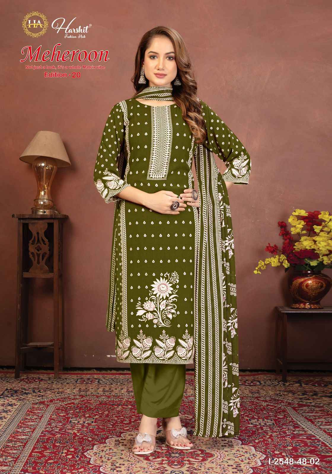 Harshit Fashion Meheroon Edition 20 Viscouse Reyon Salwar Suit Wholesale Rate ( 6 Pcs Catalog )