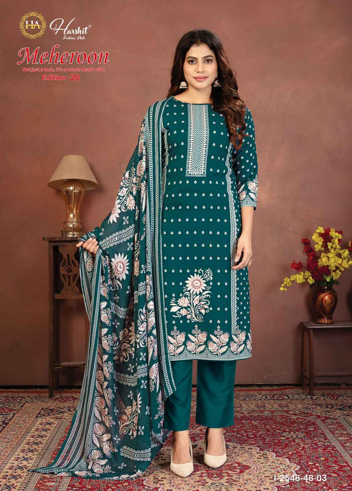 Harshit Fashion Meheroon Edition 20 Viscouse Reyon Salwar Suit Wholesale Rate ( 6 Pcs Catalog )