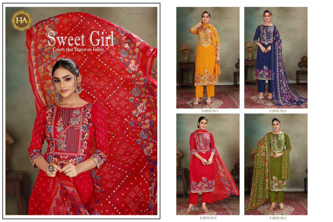 Harshit Sweet Girl Designer Print Fancy Ladies Salwar Suit Wholesale Rate ( 4 Pcs Catalog )