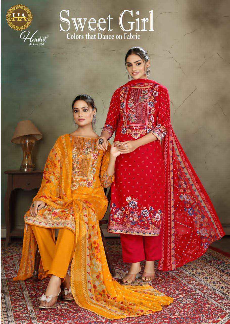 Harshit Sweet Girl Designer Print Fancy Ladies Salwar Suit Wholesale Rate ( 4 Pcs Catalog )