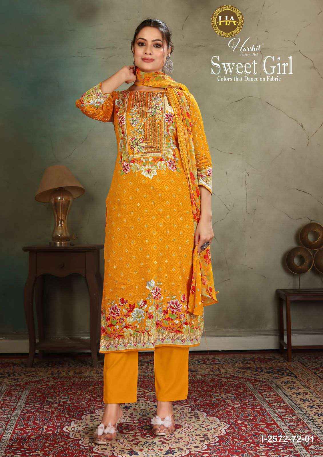 Harshit Sweet Girl Designer Print Fancy Ladies Salwar Suit Wholesale Rate ( 4 Pcs Catalog )