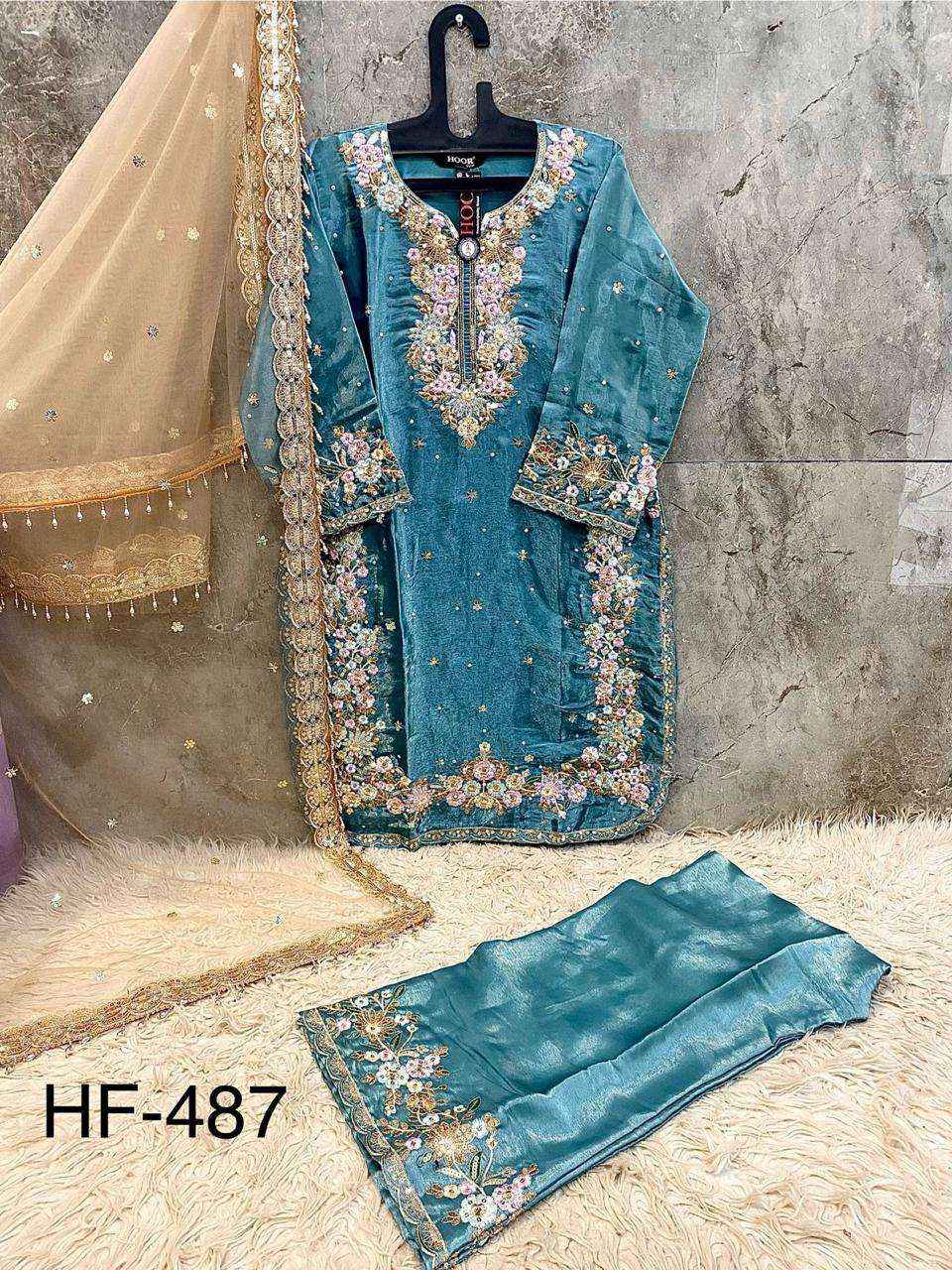 HOOR TEX DESIGN NO - HF 487 HEAVY JIMMY CHOO READYMADE PAKISTANI SUIT