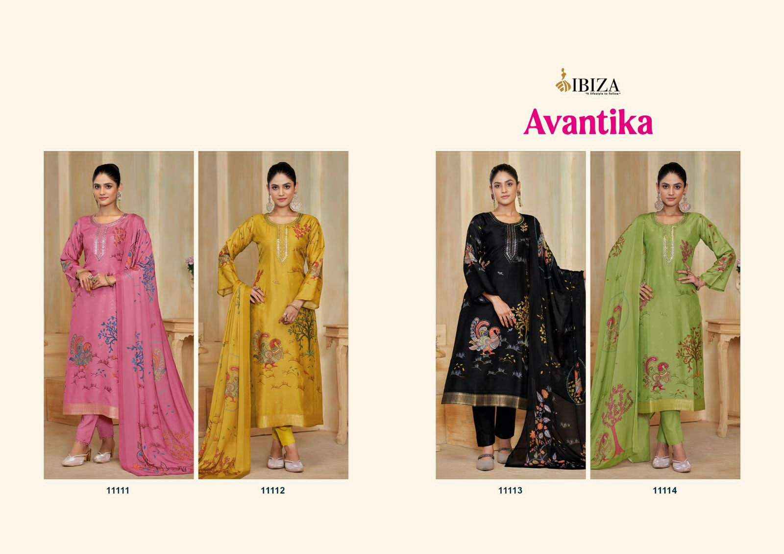 Ibiza Avantika Pure Silk Designer ladies Salwar Kameez Wholesale Rate ( 4 Pcs Catalog )