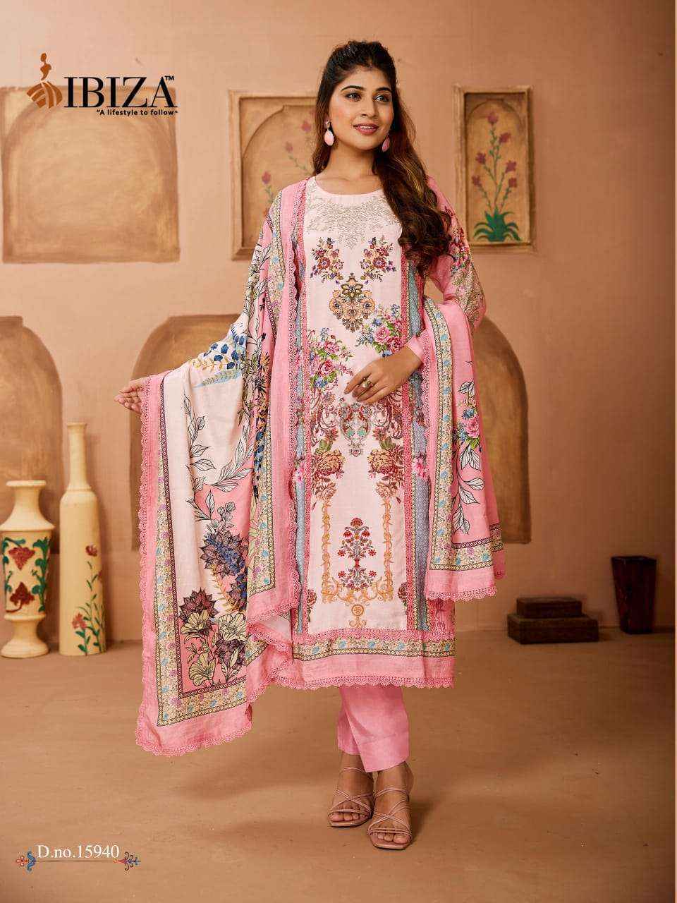 Ibiza Rangrez Bemberg Muslin Salwar Kameez Wholesale Rate ( 6 Pcs Catalog )