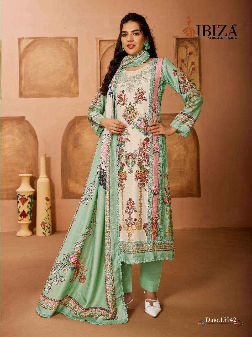 Ibiza Rangrez Bemberg Muslin Salwar Kameez Wholesale Rate ( 6 Pcs Catalog )