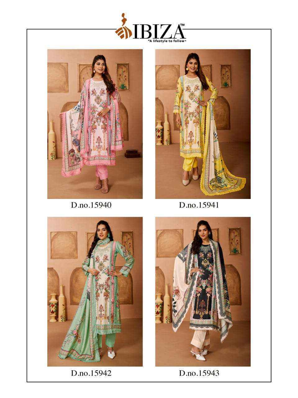 Ibiza Rangrez Bemberg Muslin Salwar Kameez Wholesale Rate ( 6 Pcs Catalog )
